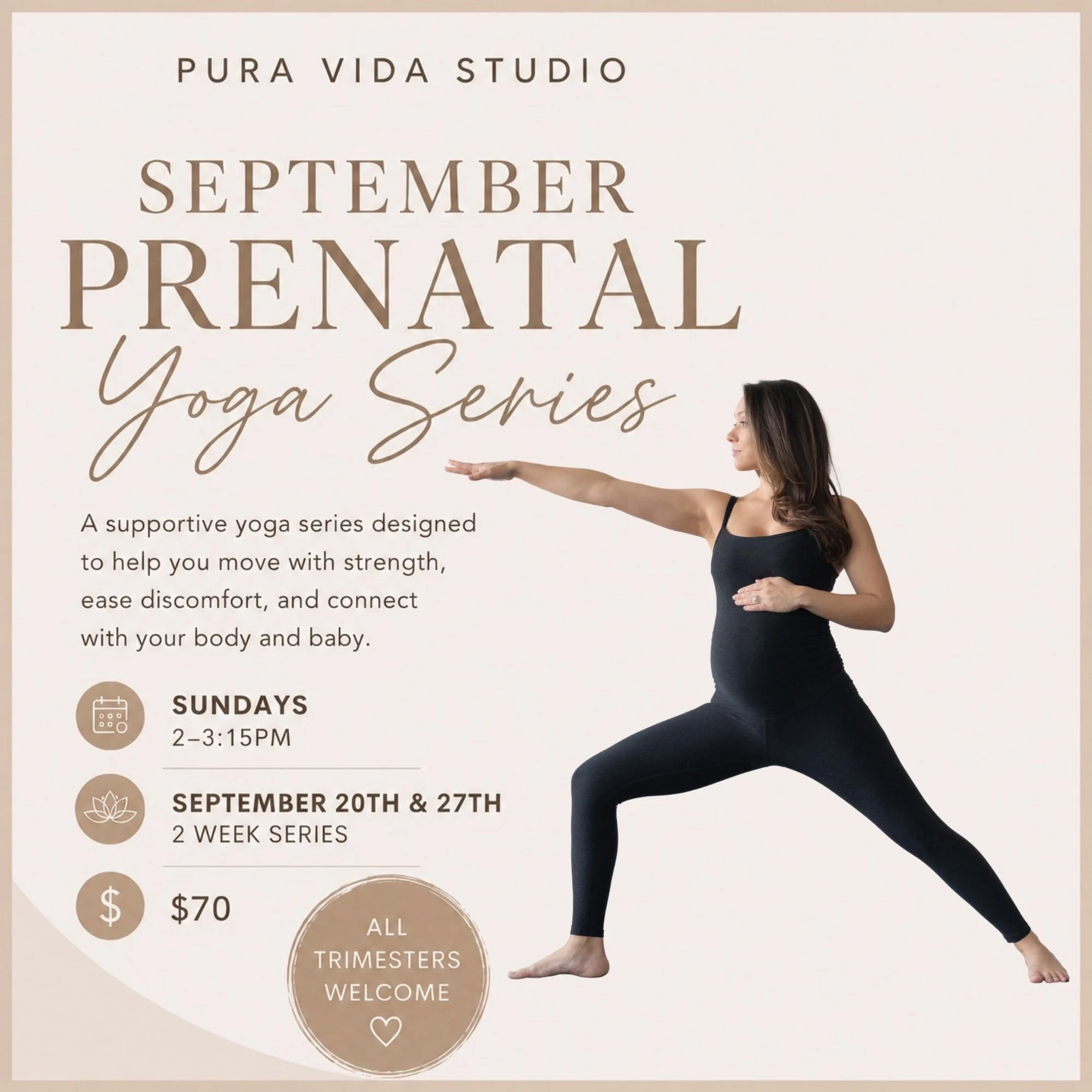 West Cary expecting mamas, this one&rsquo;s for you! 🤍

For a limited time this September, join us for a 2-Week Prenatal Yoga Mini Series at Pura Vida Studio.

Move, strengthen, and connect with other mamas to be with a practice designed specificall