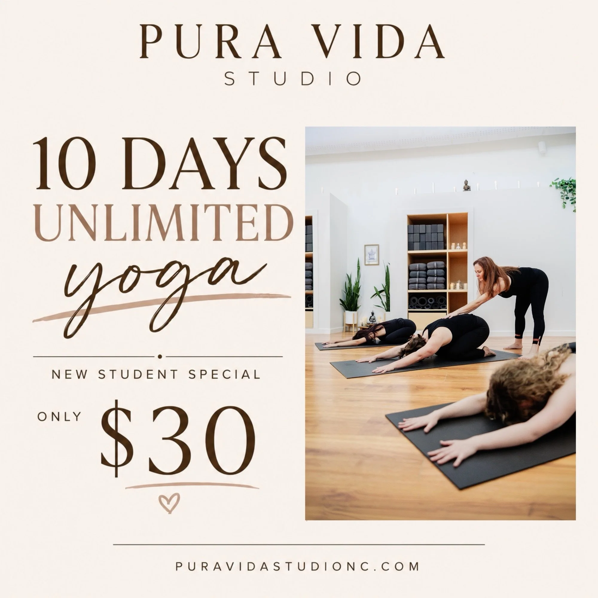Looking for a workout you&rsquo;ll actually LOOK FORWARD to? We&rsquo;ve got something special for you! 👀

NEW STUDENT SPECIAL: 10 DAYS OF UNLIMITED YOGA, PILATES &amp; FLEXIBILITY FOR JUST $30!

Whether you&rsquo;re looking to build strength, impro