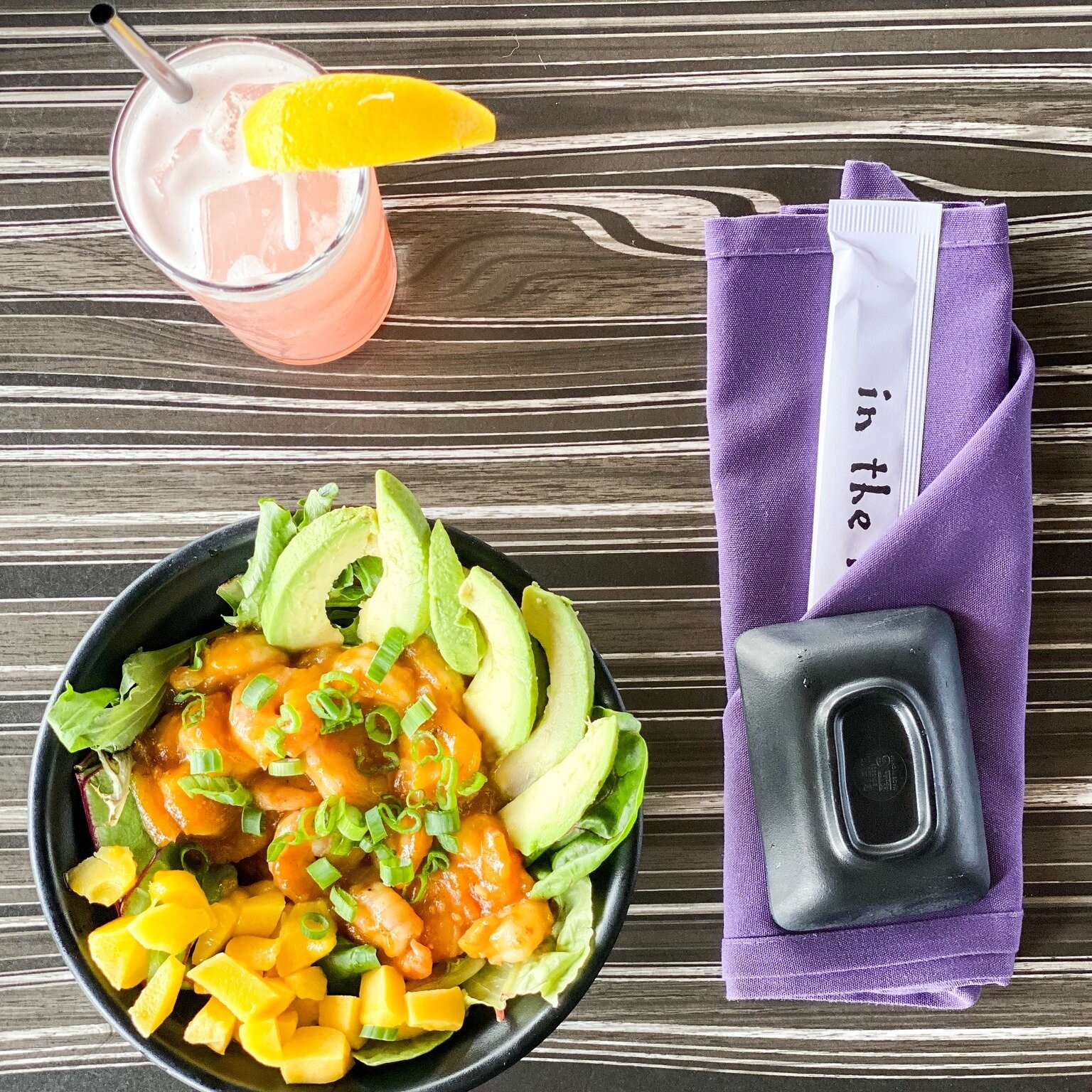 This week's special is shrimply the best. 🍤

Shrimp saut&eacute;ed with fresh ginger and garlic are finished in a smoky sweet and sour sauce with fresh mango, chipotle, and lemon juice. They are served over a spring mix with fresh mango and avocado.