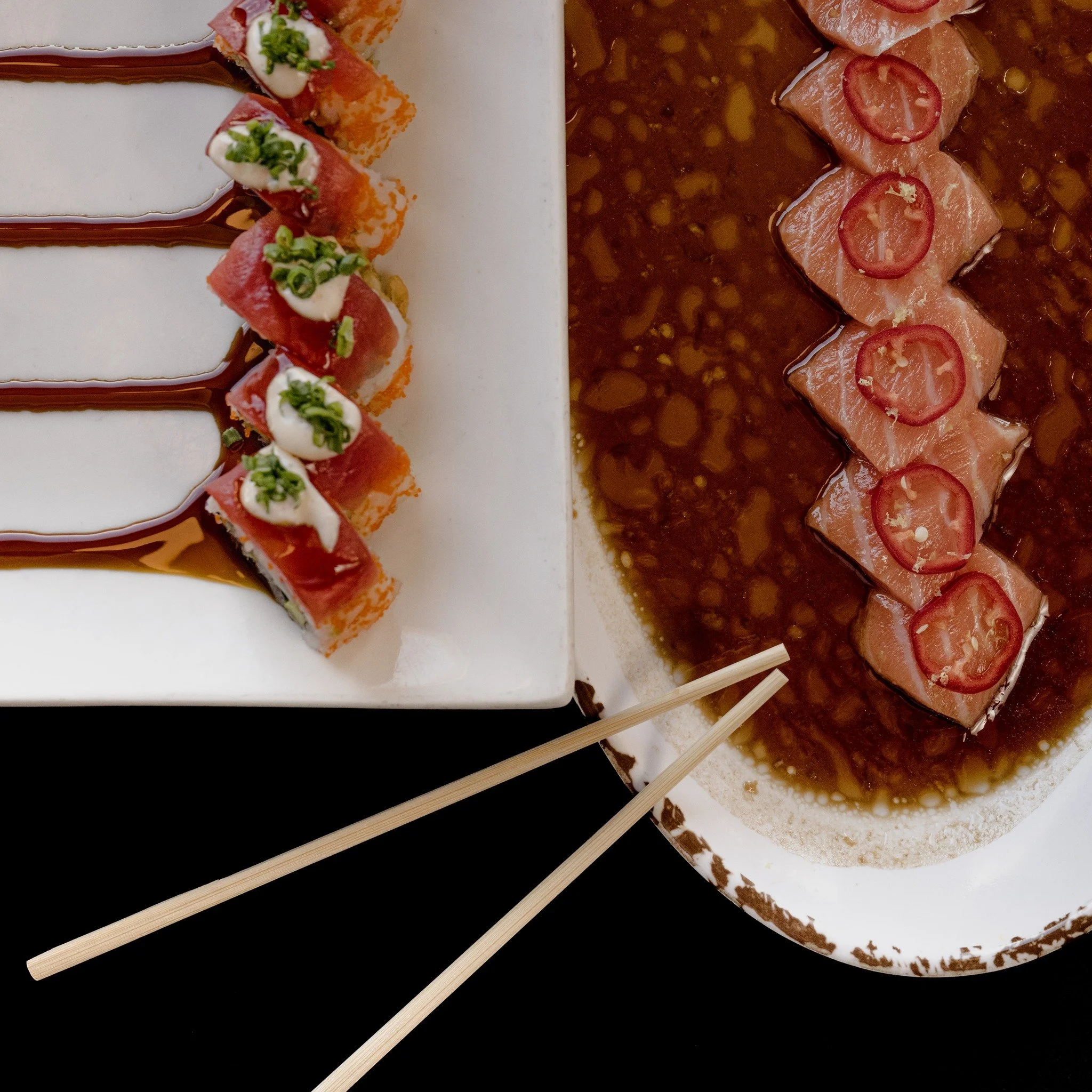🍣 October Sushi Specials! 🍣

Roll into fall with our fresh October sushi specials! 🍁✨ Enjoy a cozy patio vibe, twinkling lights, and the perfect sushi experience for sweater weather.

🌟 Wasabi Salmon Sashimi | paired with wasabi oil

🌟 Samurai R