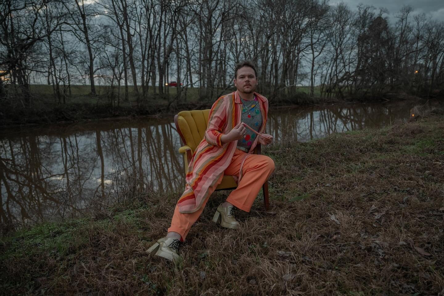 portraits of @bruisey_peets at sunrise on the bayou teche in arnaudville last january for the newly released album, scapegoat potion :: sounds like the best kind of psychedelic southern queer anti-capitalist swamp pop art if there ever was such a gen