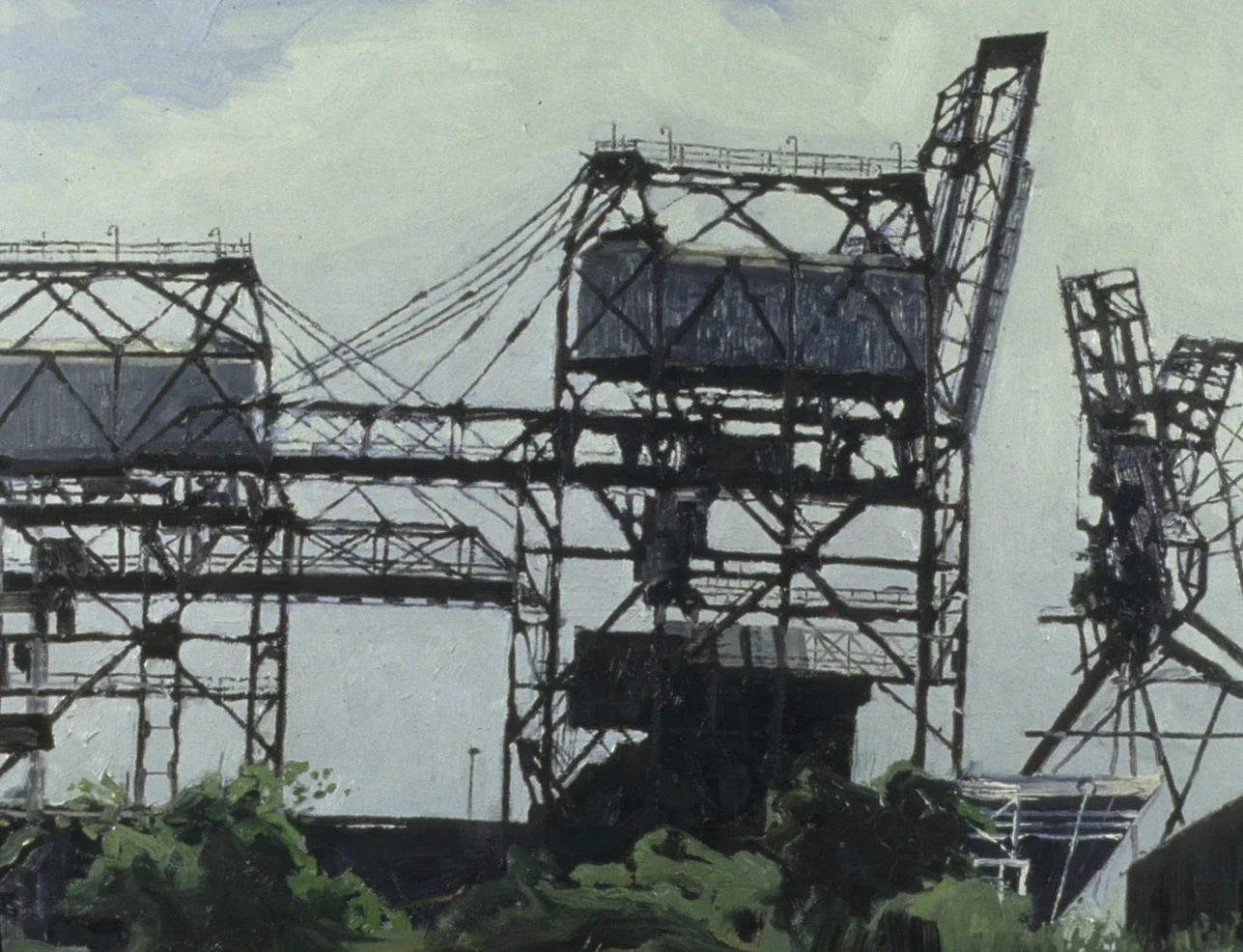 Three Iron Ore Cranes 24x36" Oil on Canvas