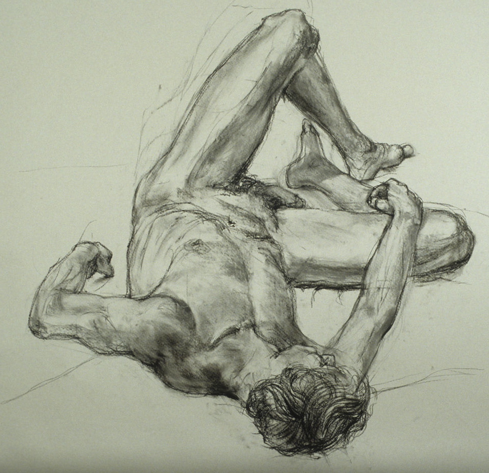 Male nude. Charcoal on Strathmore drawing paper 4'x4'