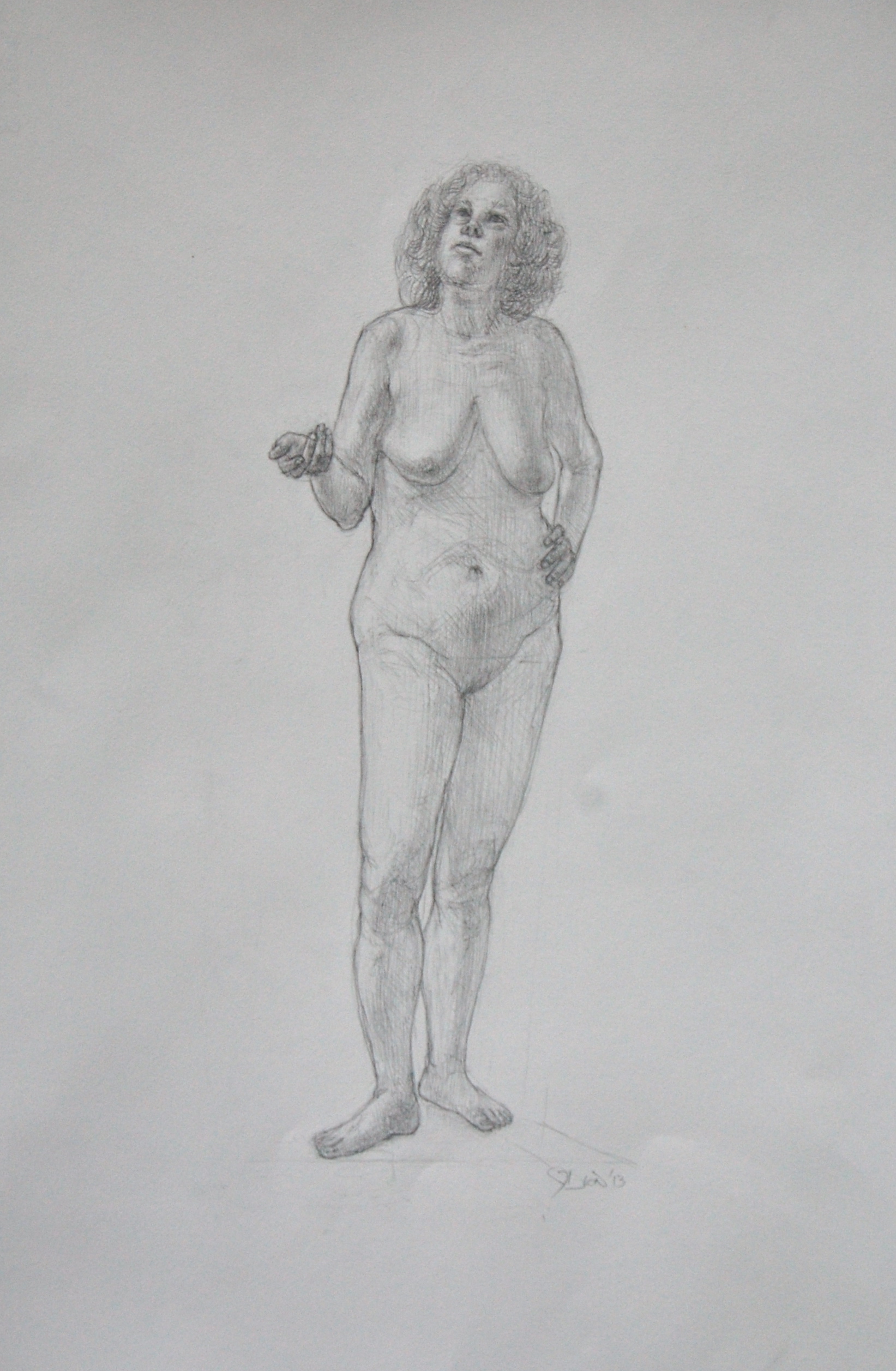 Standing female. Pencil on Arches hot press 13x19"