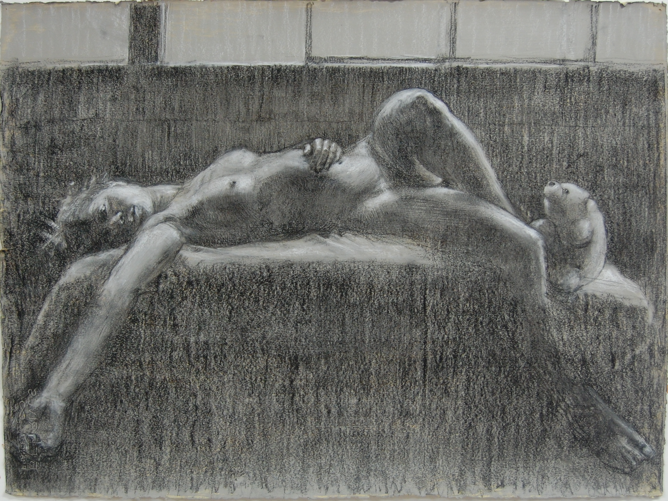 Study for painting 22x30 charcoal and white on prepared paper.jpg