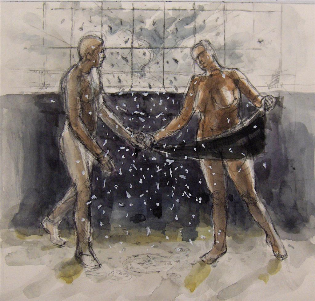 Study for Towers. watercolor, pencil and white on paper study for Towers 11x10 copy.JPG