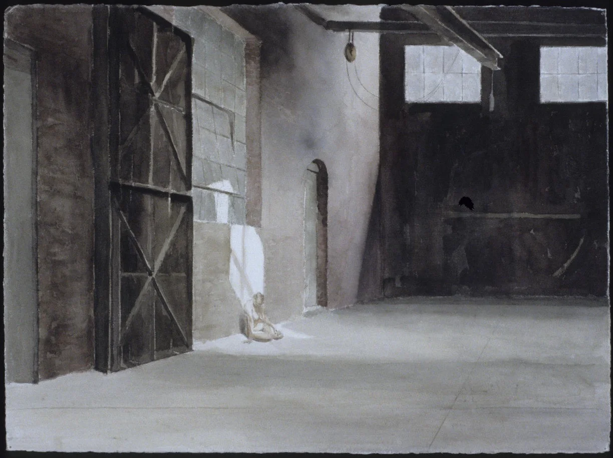 Nude in Foundry II 22x30 Water color on paper.jpg