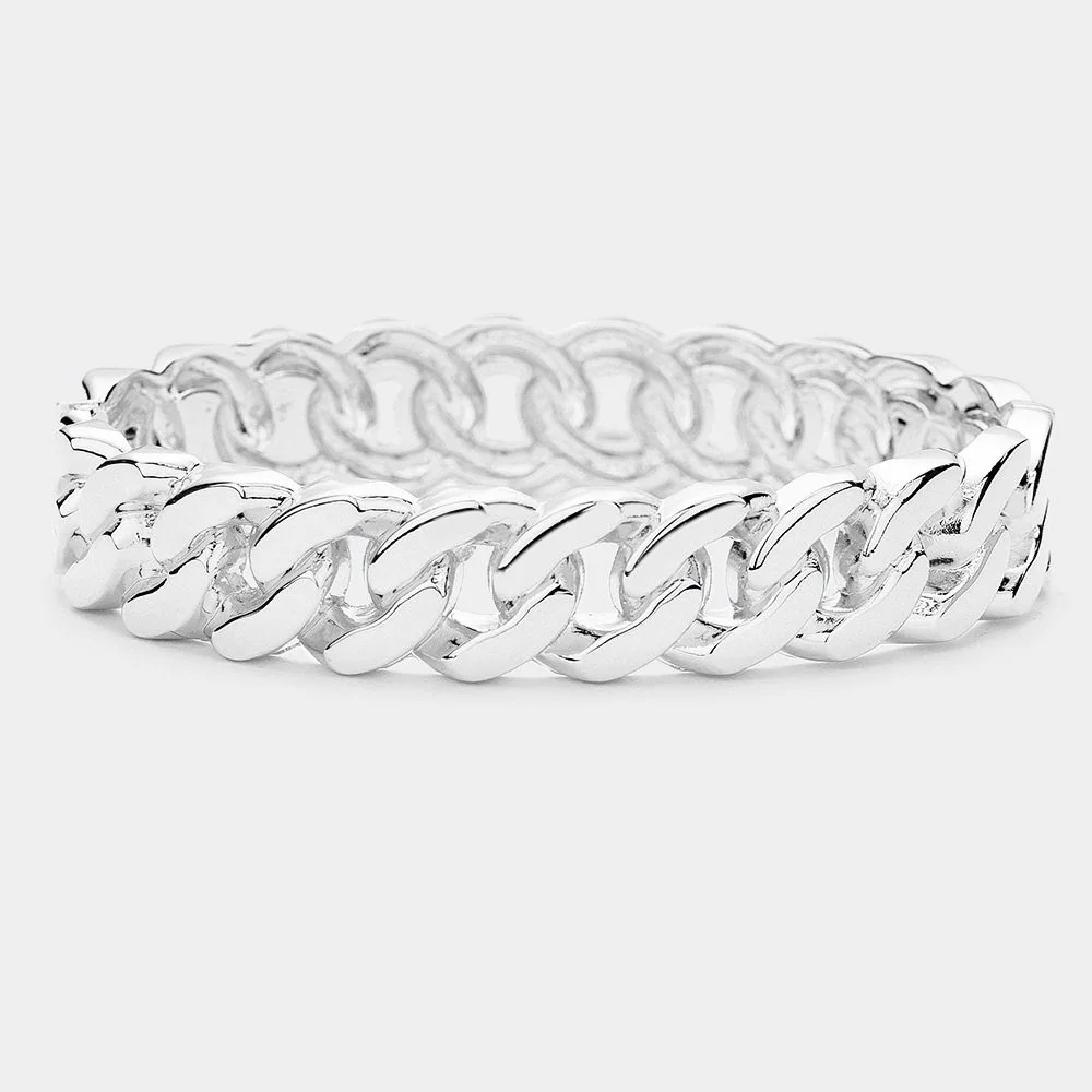 Metal Chain Hinged Bangle Bracelet