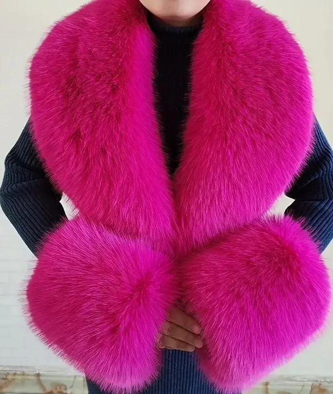 Faux Fur Collar Scarf Cuffs (3pcs/set/Pink)