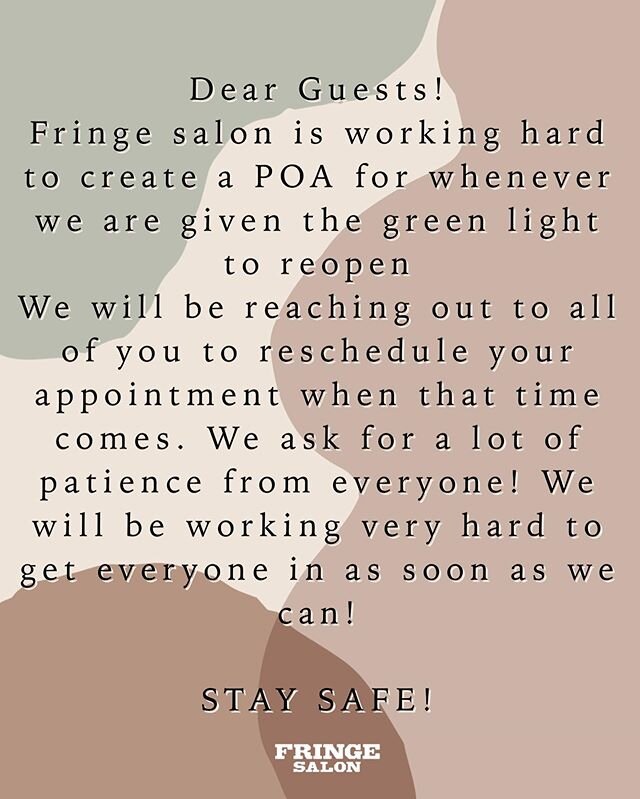 Little update! Please do not fear when you hear we are game to open!! You WILL be hearing from your stylist if you had an appointment in March or April! We are working hard on a plan of action so we can remain safe while getting you all beautified up