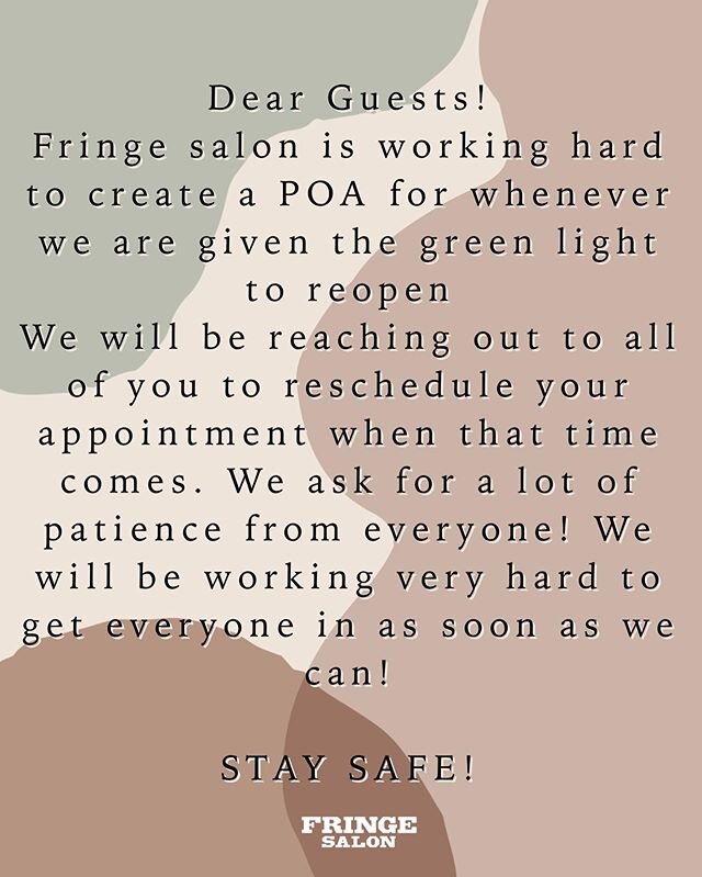 Little update! Please do not fear when you hear we are game to open!! You WILL be hearing from your stylist if you had an appointment in March or April! We are working hard on a plan of action so we can remain safe while getting you all beautified up