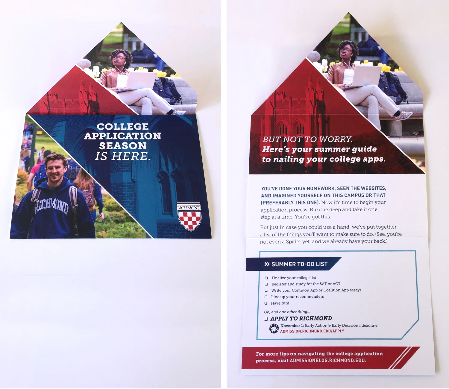 Interior sequence of Admissions mailer