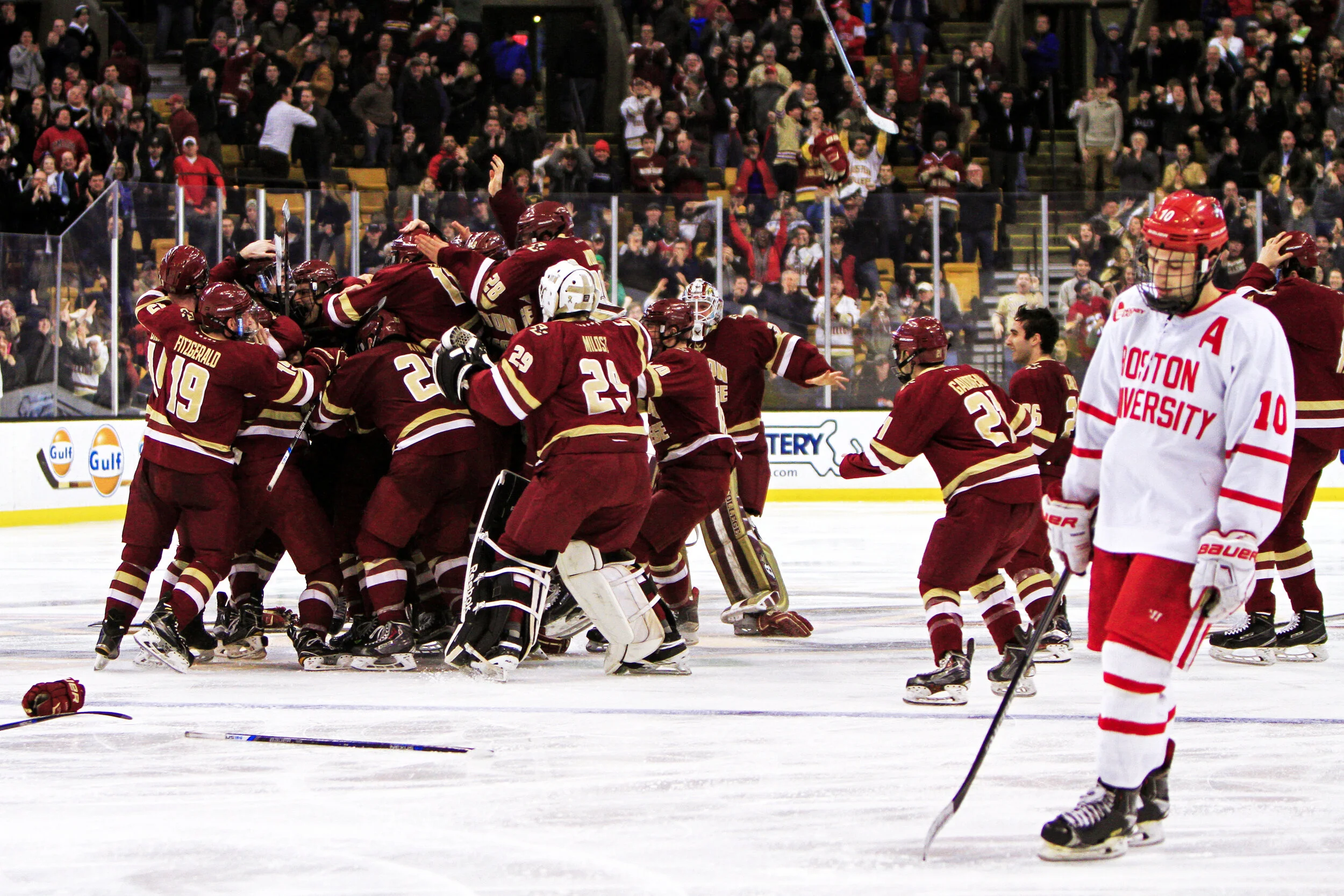  Boston College Men’s Hockey took the 2016 Beanpot championship title after an overtime goal against the Boston University Terriers.    