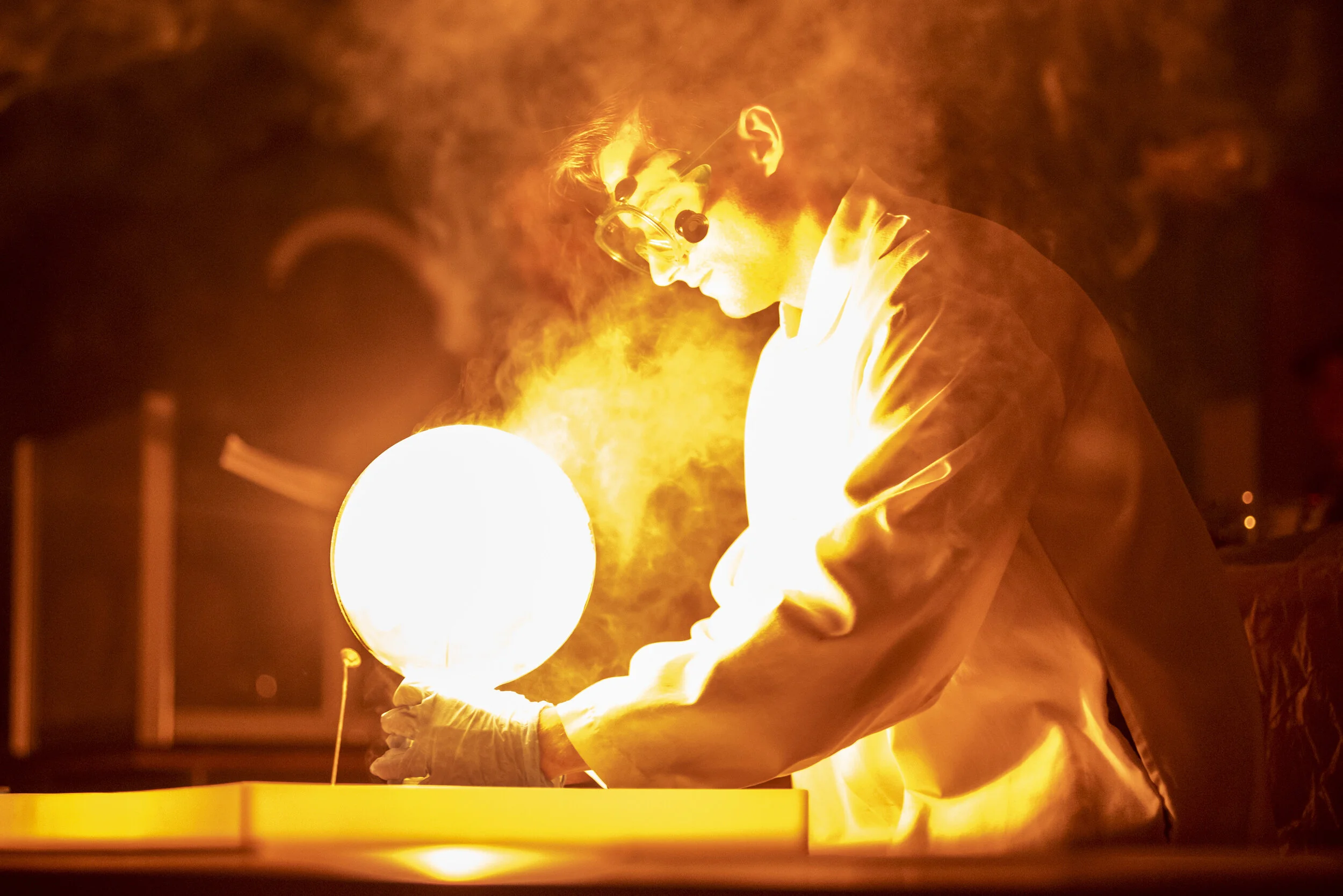  A student demonstrates the effect of oxygen on burning phosphorous at the Magic of Chemistry event to conclude National Chemistry Week on Friday in Watertown, NY. 