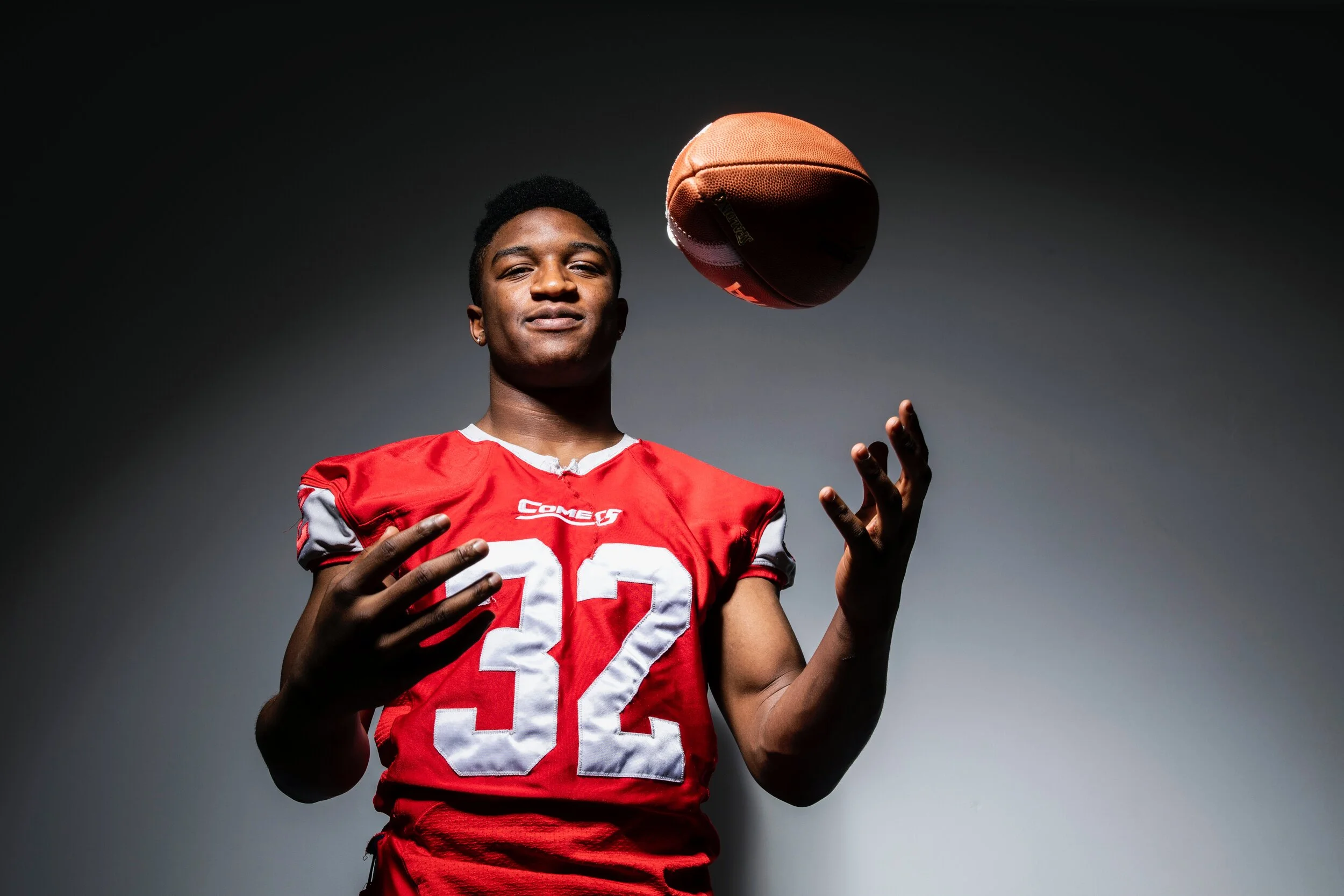  Fombo Azah, of Carthage Football, earned the title of All-North MVP for the season with his record 2,552 rushing yards and a total of 36 rushing touchdowns for the Comets. 