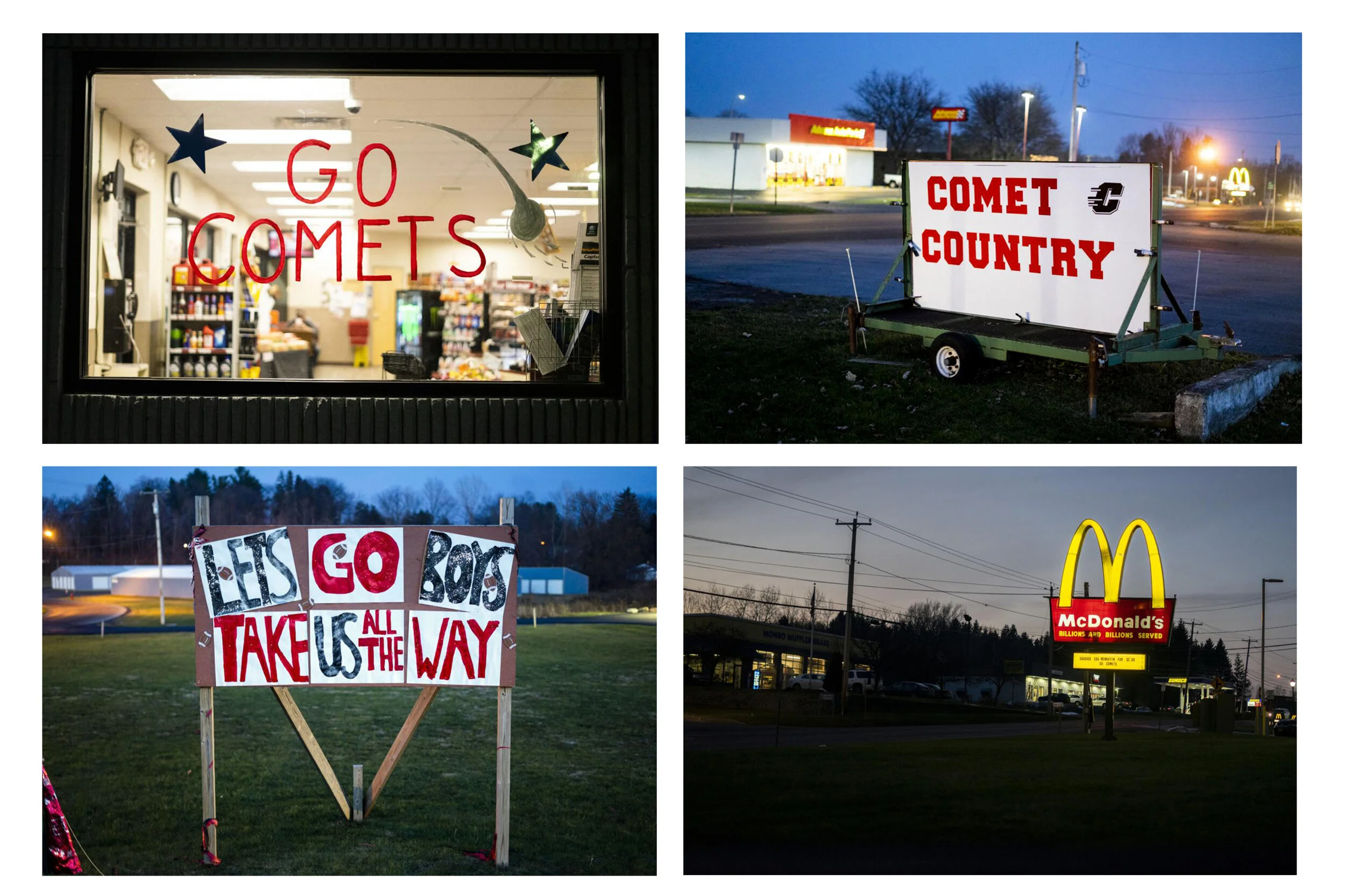  The town of Carthage comes together to show support for the Comets in signs lining Main Street and RT-26 in the days leading up to the state championship final in Syracuse, NY. 