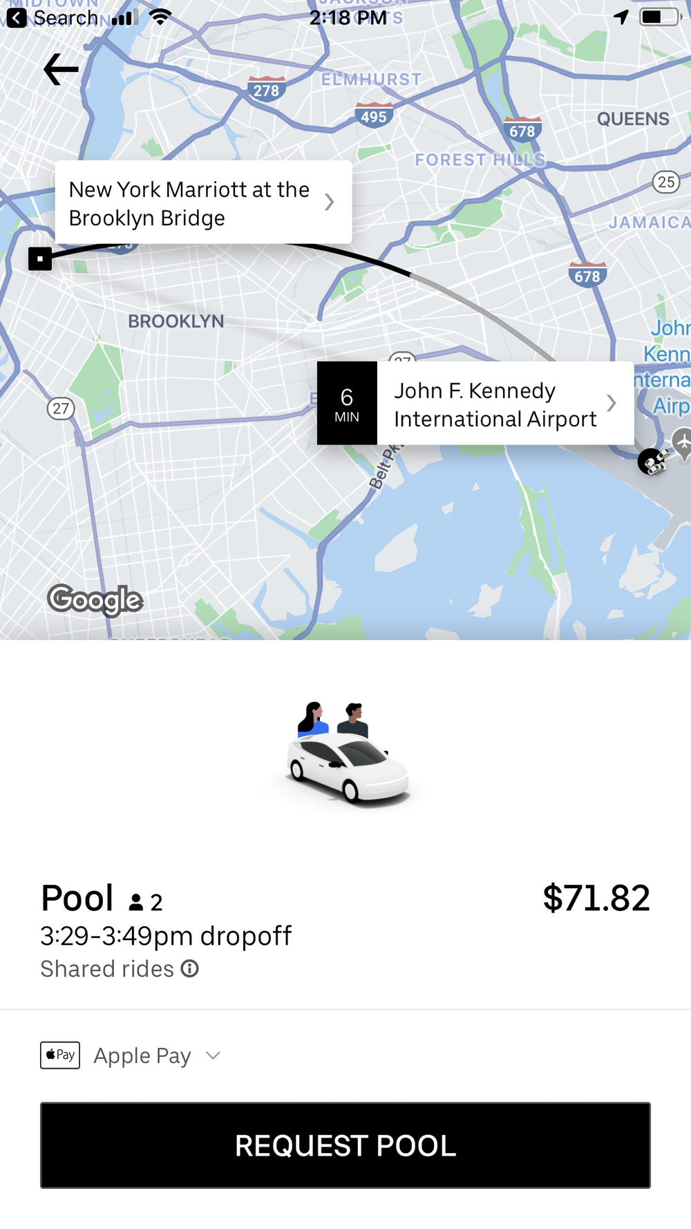 Requesting Uber Pool