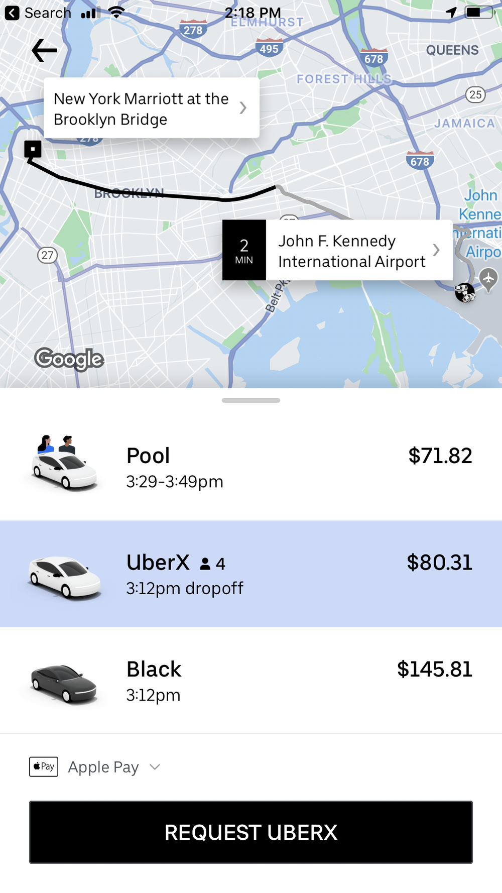 Uber Vehicle Options