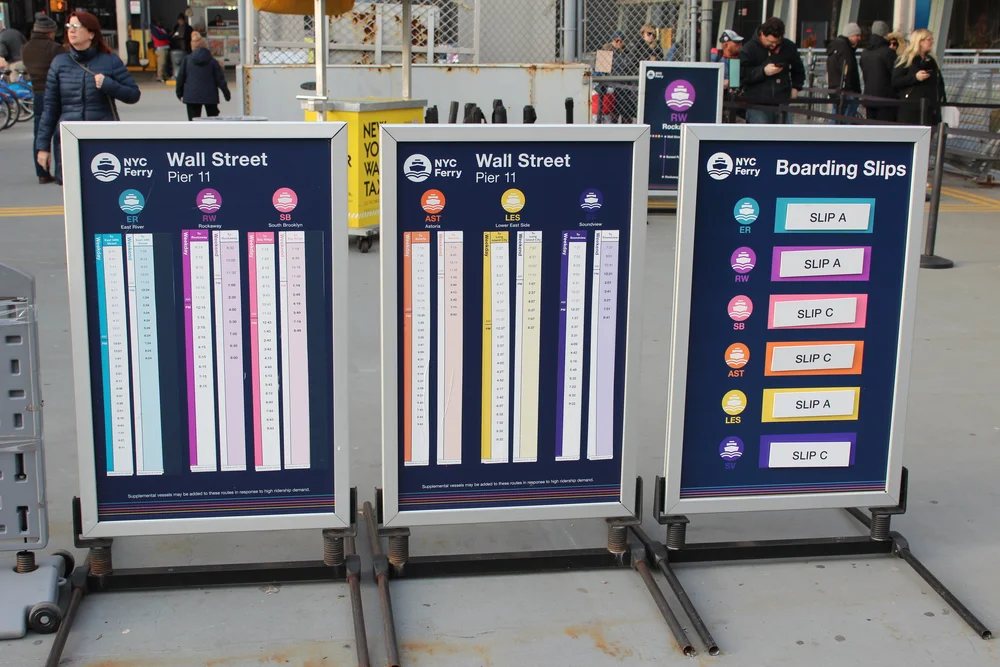 NYC Ferry Schedule Signs