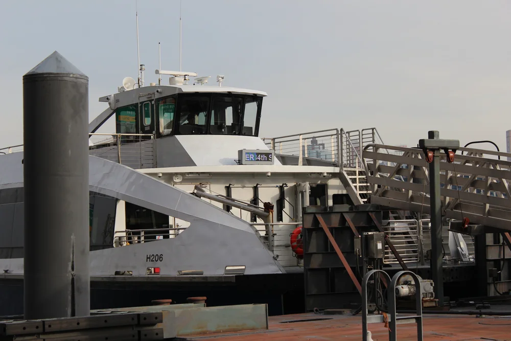 An NYC Ferry at a Slip