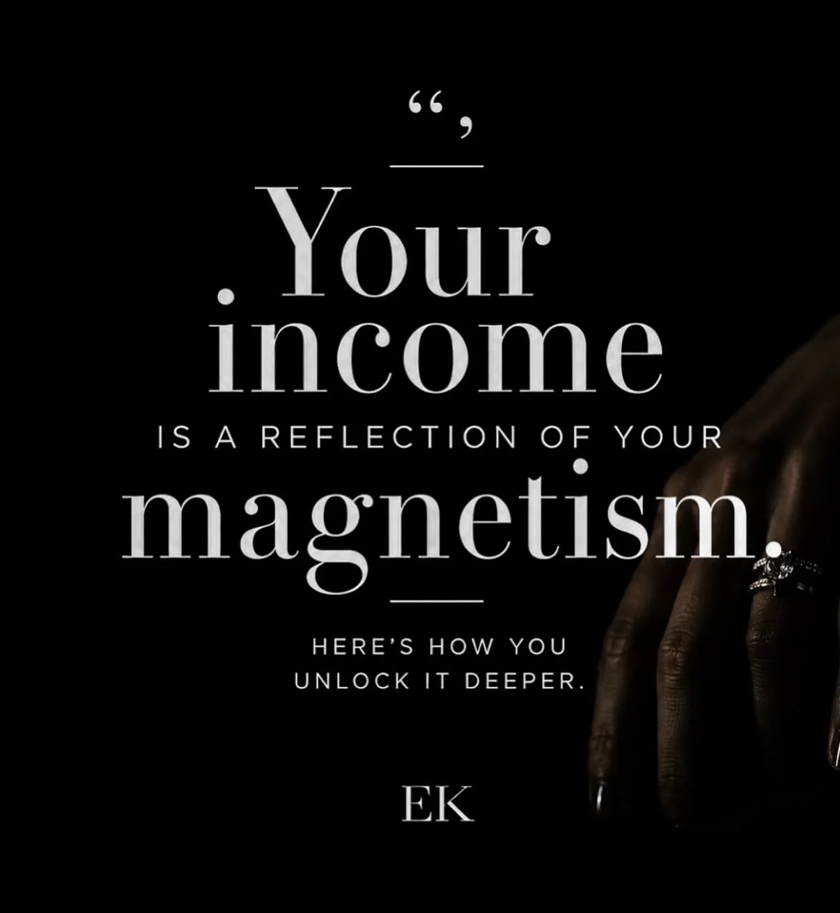 Your income is a reflection of your magnetism.

Not your hustle.

Not your effort.

Not how many hours you work.

The women who create wealth differently learn how to hold more life force.

They trust themselves.

They stop leaking energy.

They stre