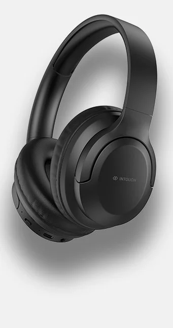 Black over-ear wireless headphones with matte finish and brand logo on ear cup.