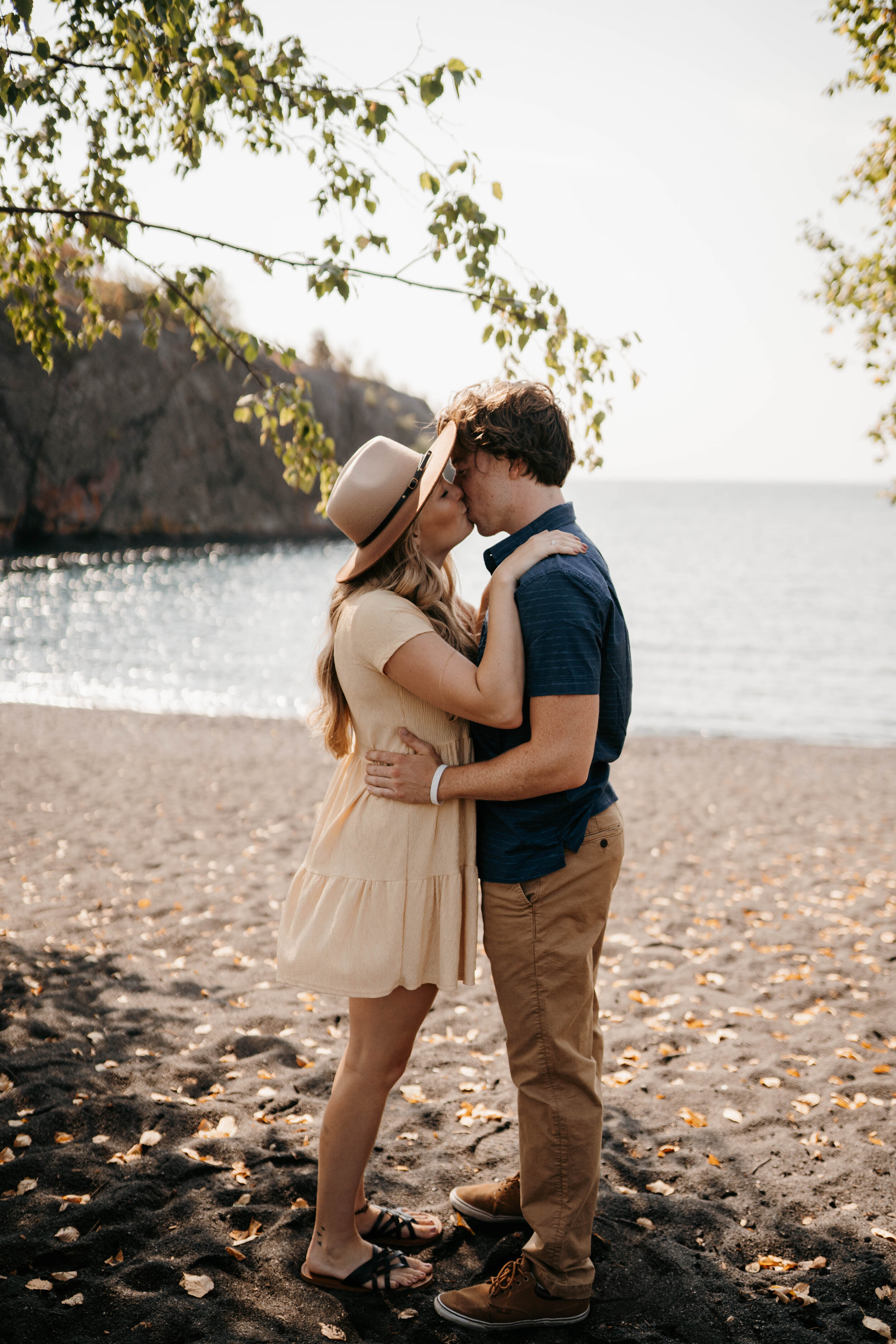 Engagement photography at Black Sand Beach Lake Superior
