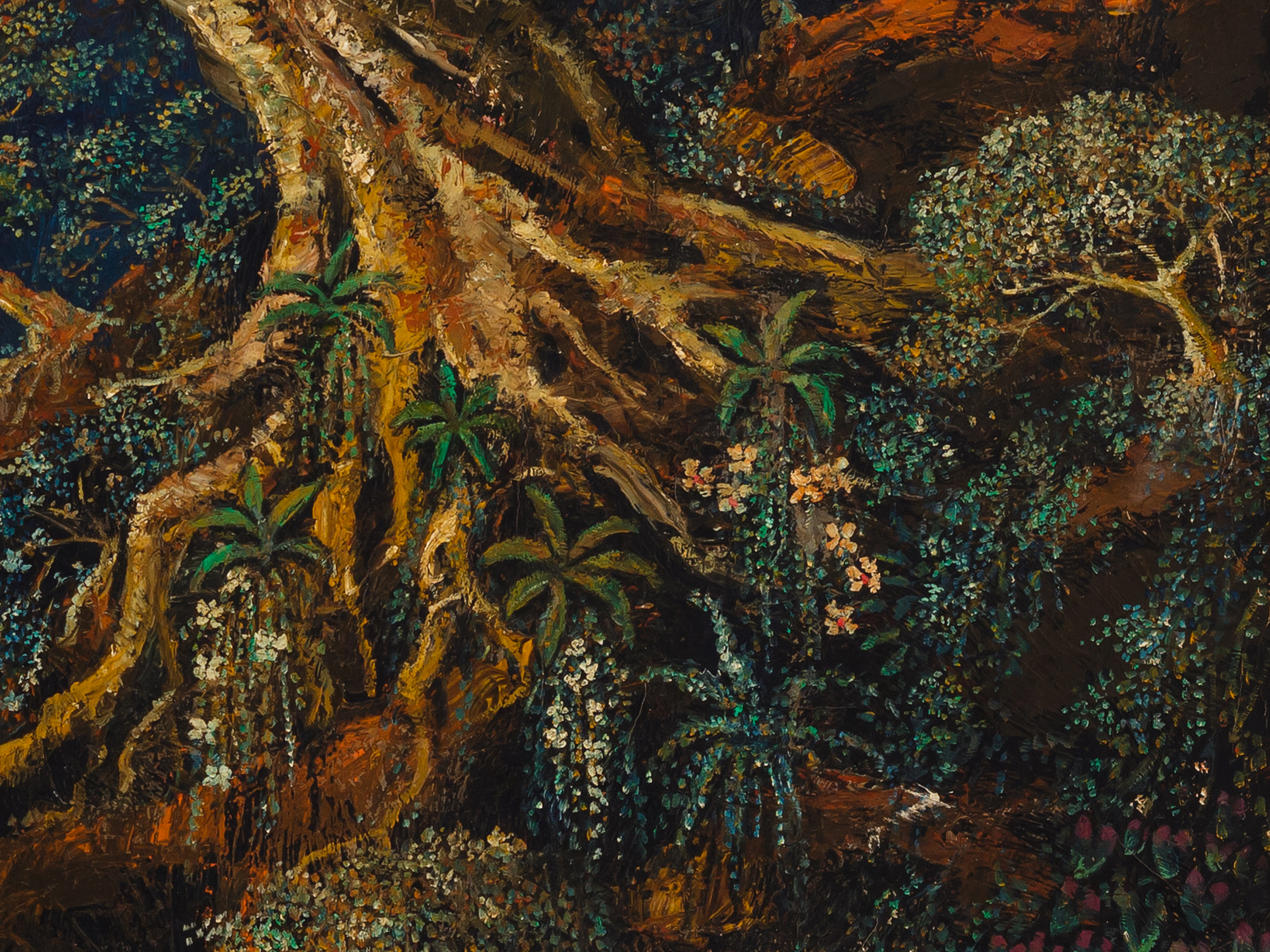   Pohon Flamboyan,  1991 oil on canvas, detail   H.Widayat   client:  Cedric Edwin Pinto    
