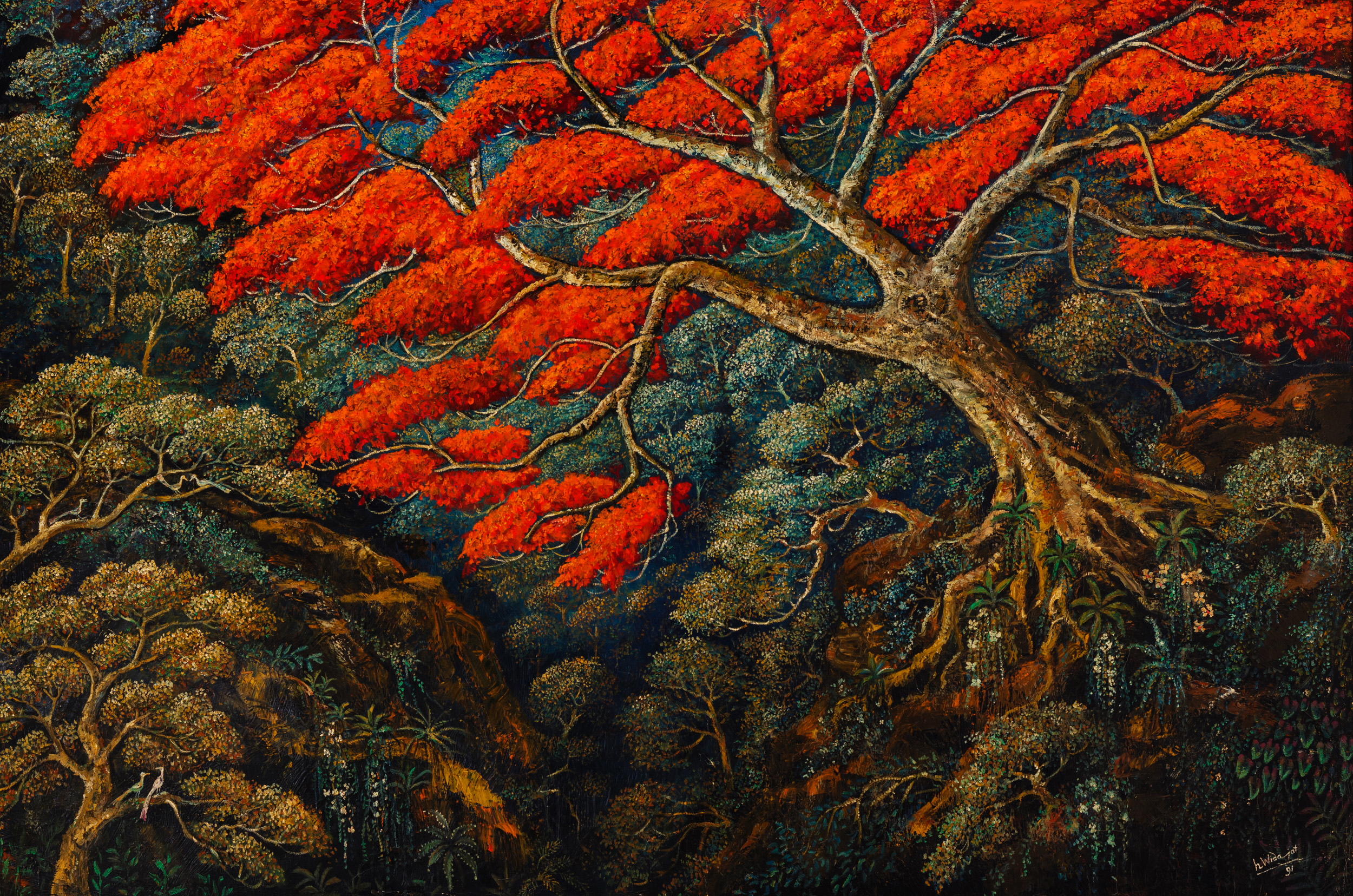   Pohon Flamboyan,  1991 oil on canvas   H.Widayat   client:  Cedric Edwin Pinto    