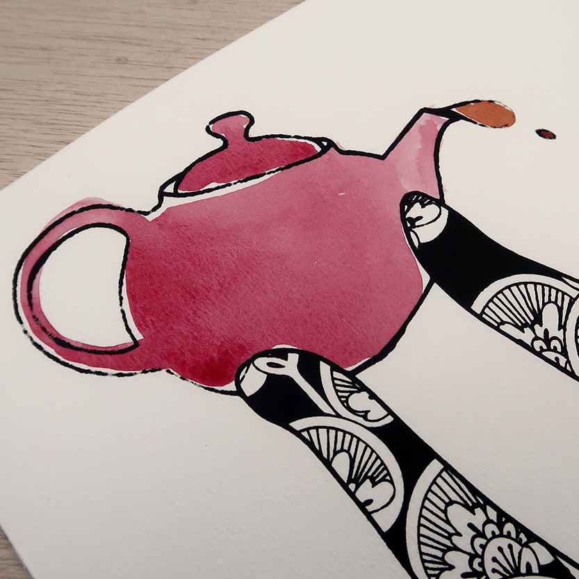 'Tea for two' Original water coloured screen print — Belinism