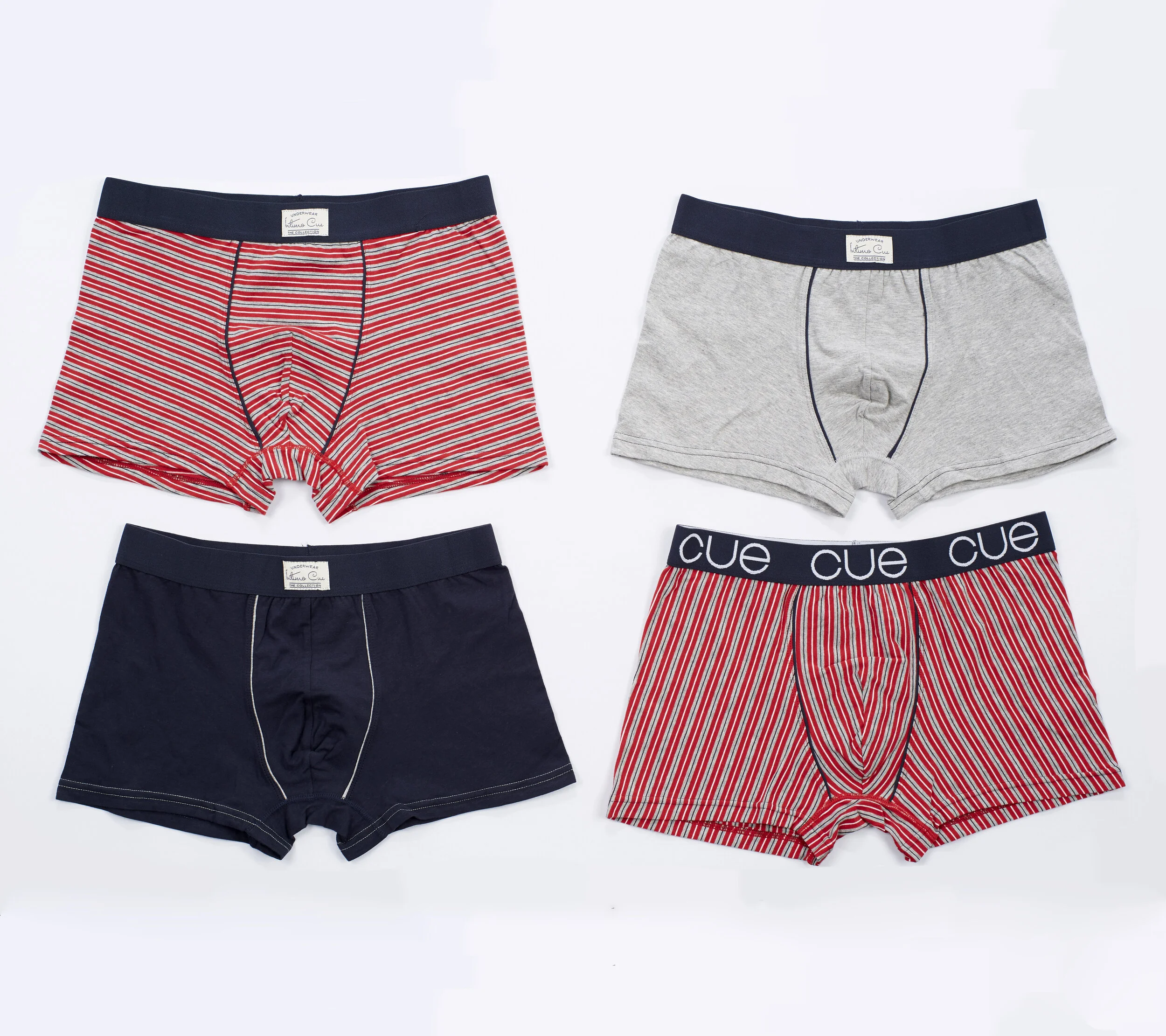 · PACK 4 · BOXER RAYAS ROJAS, AZUL, GRIS