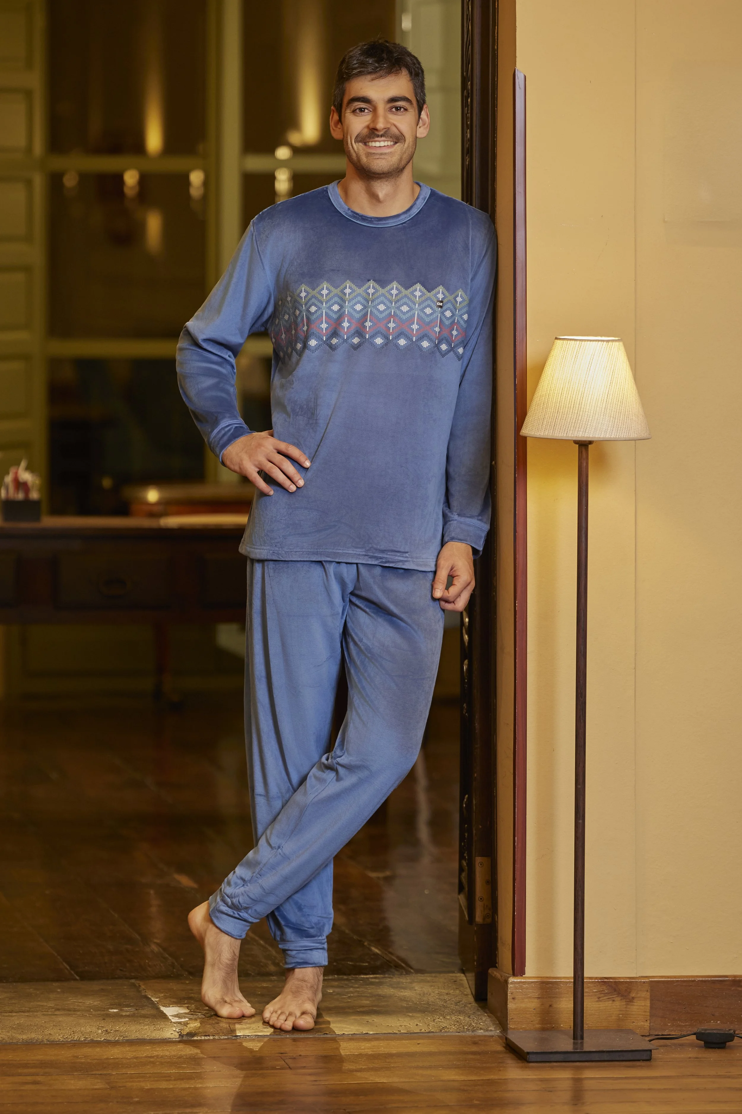 ¡ NUEVO ! PIJAMA TERCIOPELO AZUL ROMBOS