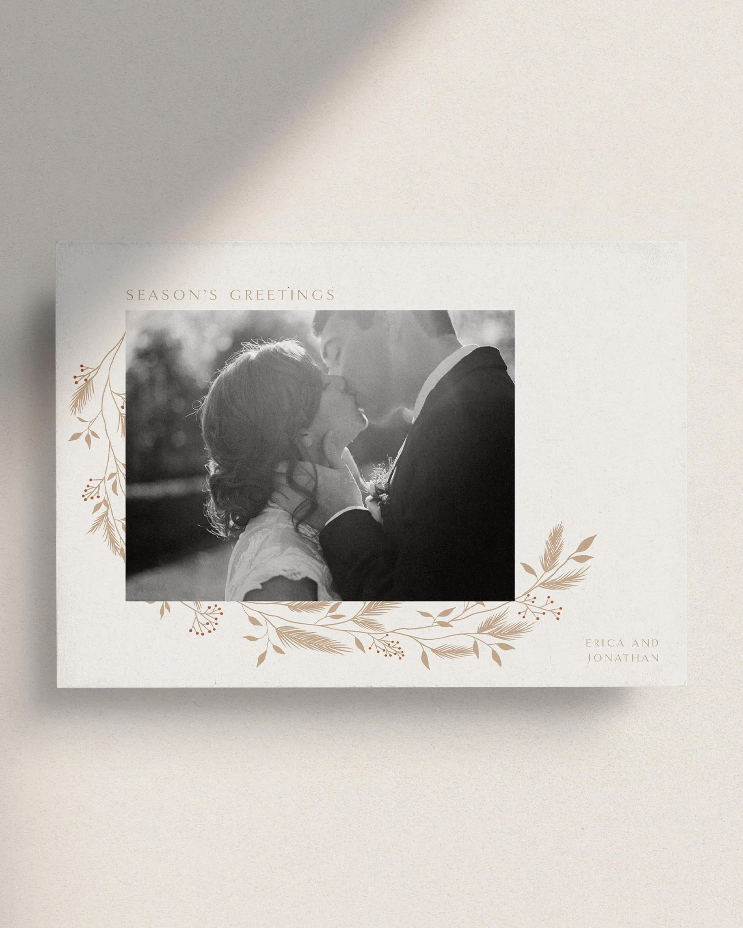 Neutral Photo Christmas Cards. Neutral Holiday Cards. Elegant holiday cards typography. Customizable holiday cards. Winter illustration holiday cards.