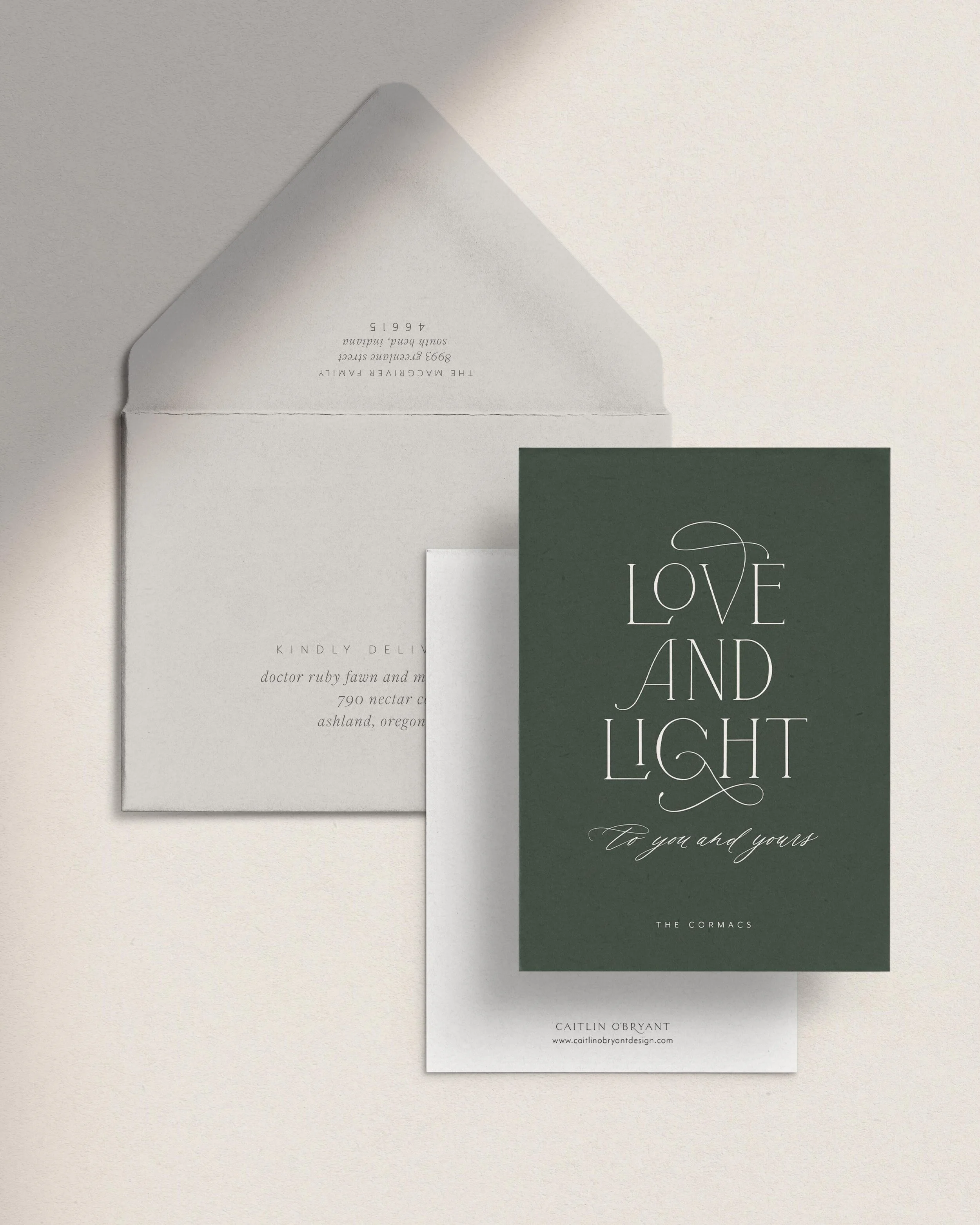 Green Non-Photo Christmas Cards. Green Non-Photo Holiday Cards. Elegant holiday cards typography. Customizable holiday cards.