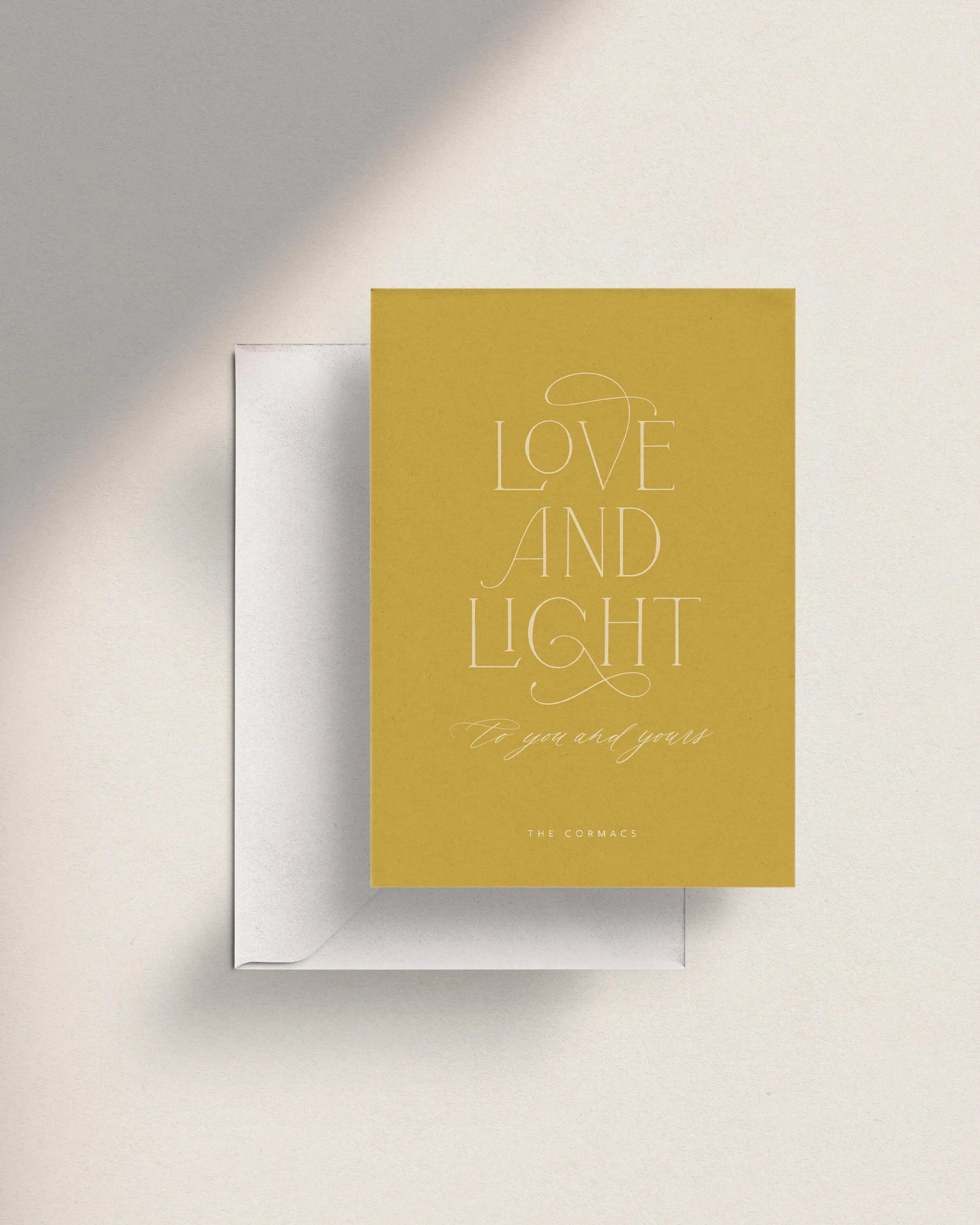 Mustard Non-Photo Christmas Cards. Mustard Non-Photo Holiday Cards. Elegant holiday cards typography. Customizable holiday cards.