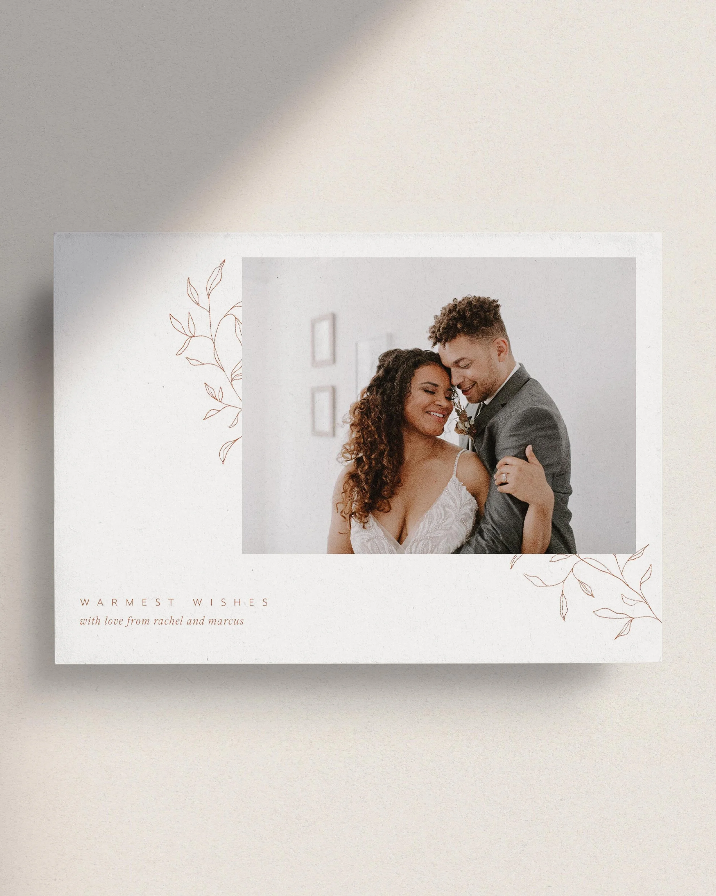 Terra Cotta Photo Christmas Cards. Terra Cotta Holiday Cards. Elegant holiday cards typography. Customizable holiday cards. Winter illustration holiday cards.