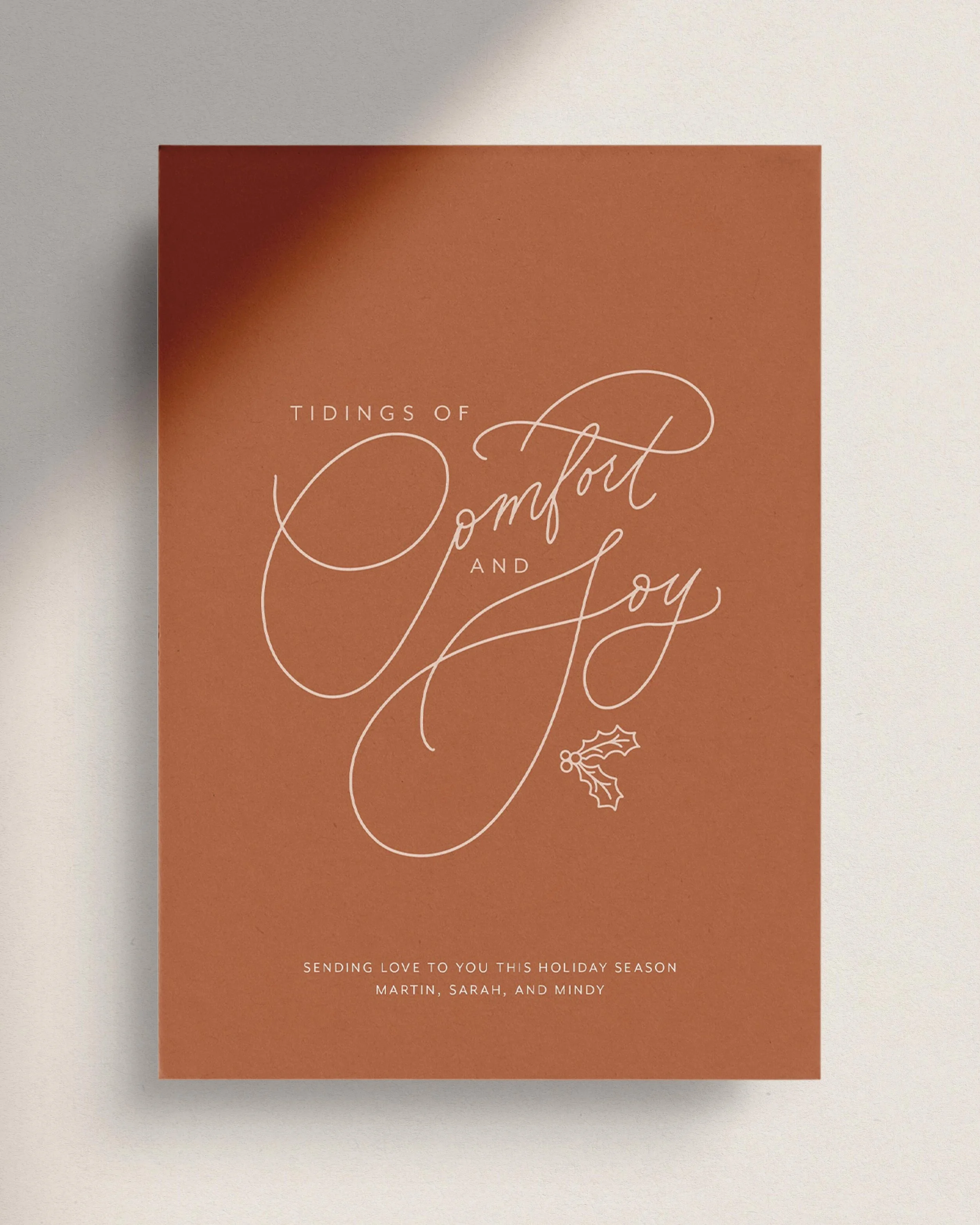 Terra Cotta Non-Photo Christmas Cards. Terra Cotta Non-Photo Holiday Cards. Elegant holiday cards typography. Customizable holiday cards. Vintage calligraphy holiday cards modern.