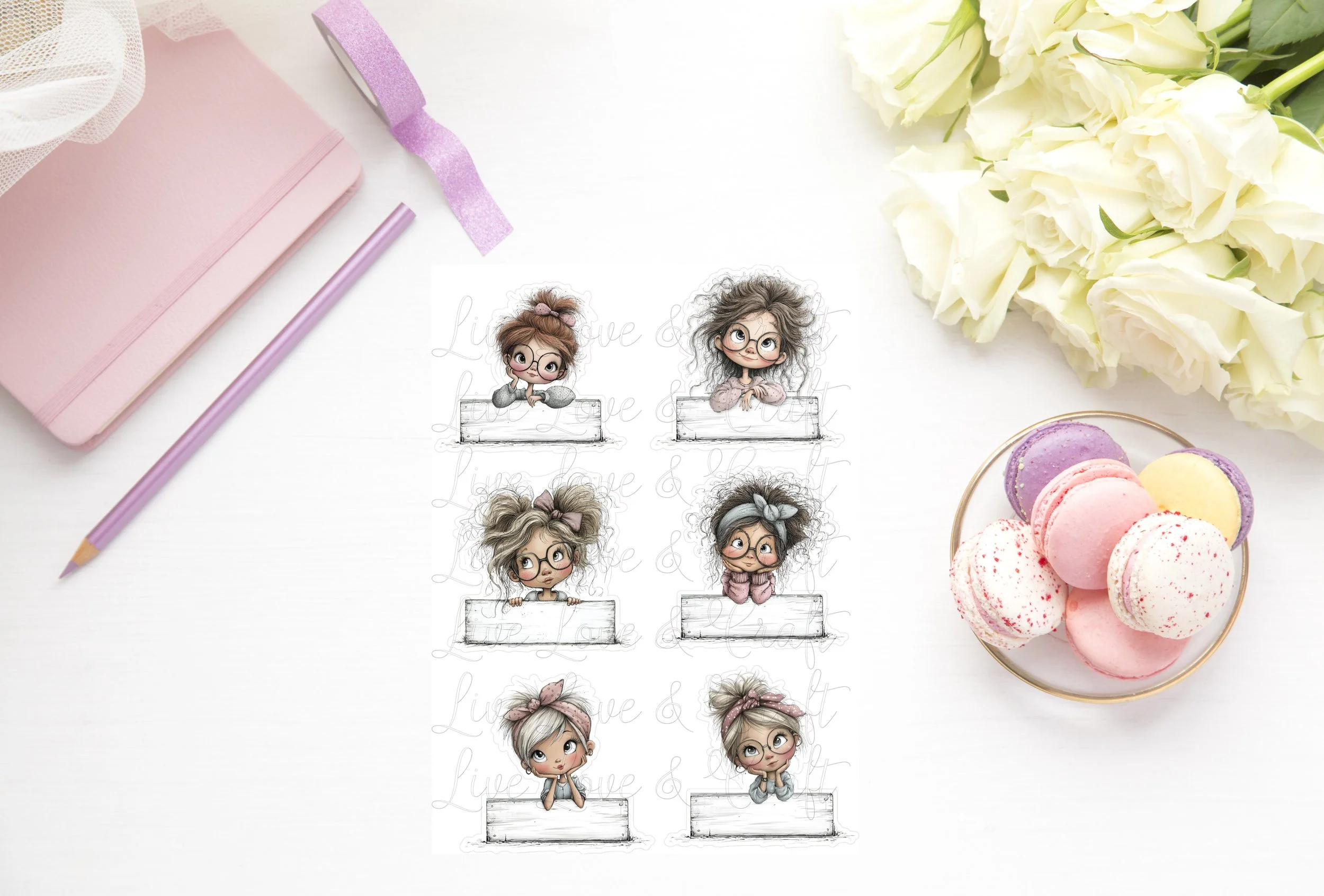 Whimsical Die Cuts - Sign Girls!