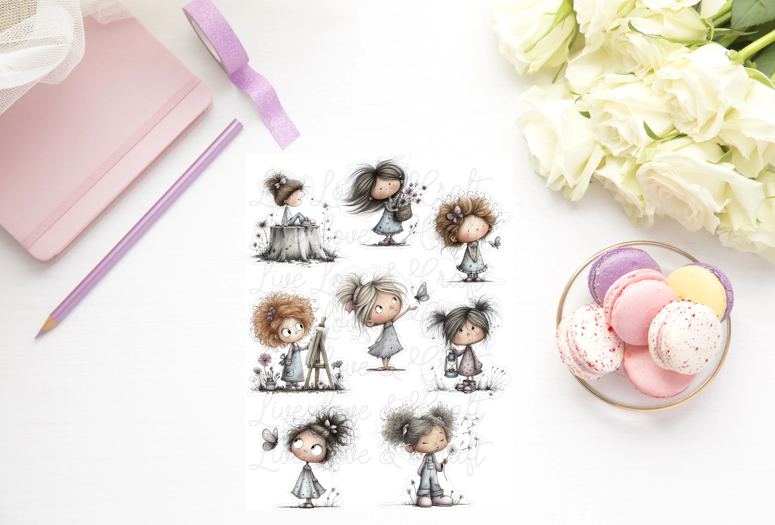 Whimsical Die Cuts - Springs Girls!