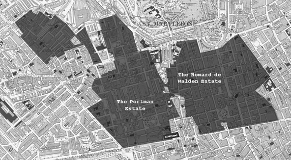 The Portman Estate and The Howard de Walden Estate as they were in 1914.