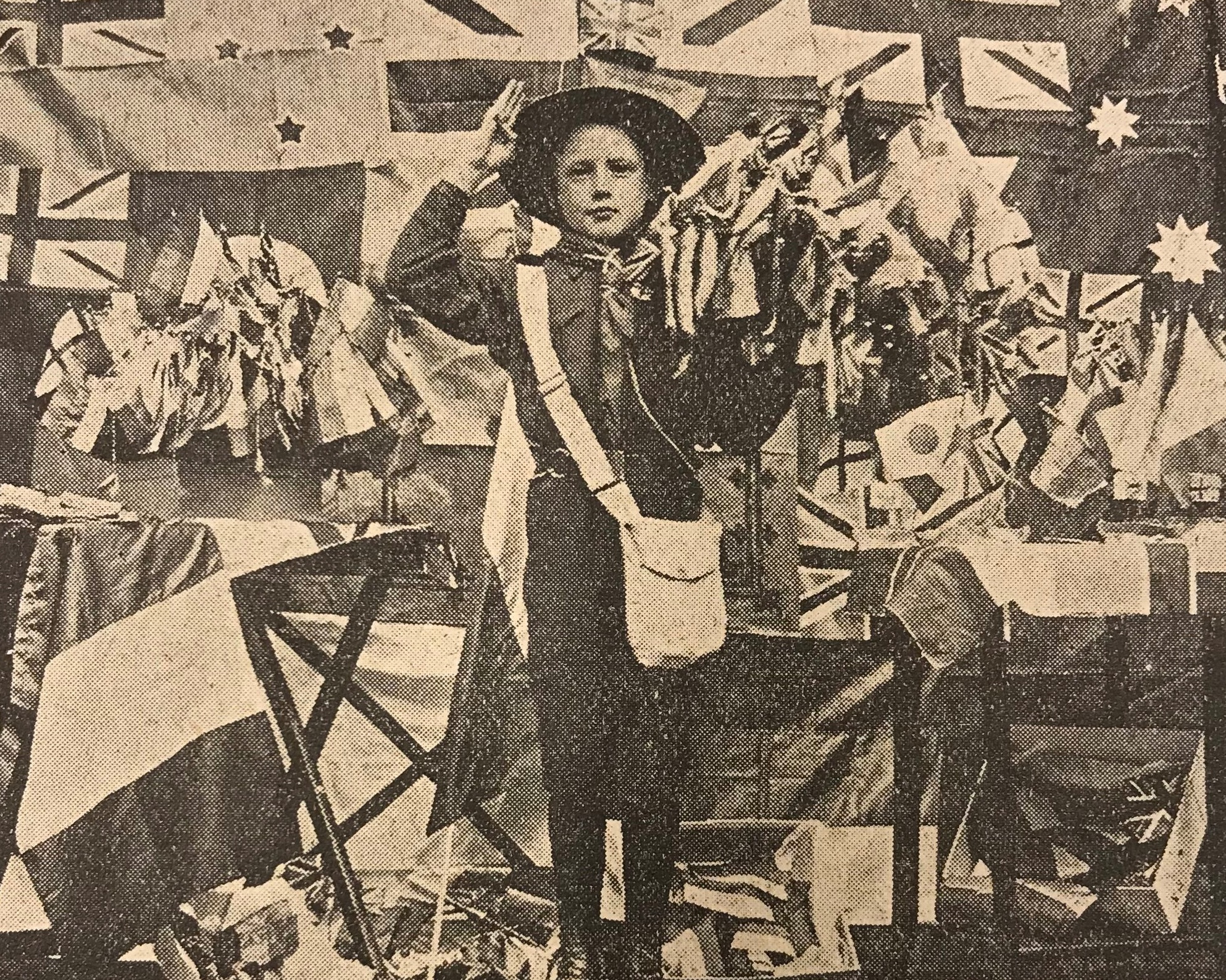 A display of the flags produced at 200 Marylebone Road. From the Marylebone Record.