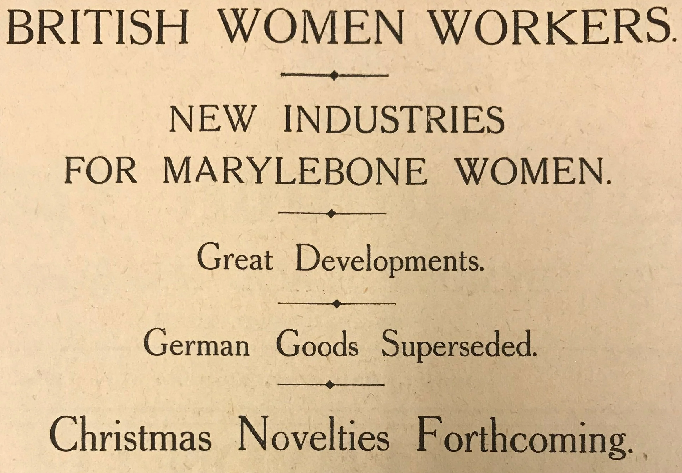 Advertisement from the Marylebone Record.