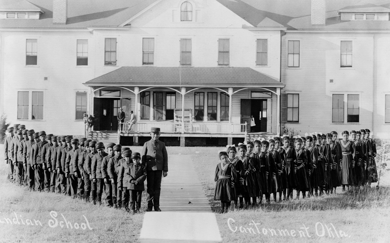 A Mennonite boarding school similar to the one near George’s family’s settlement. Her great grandmother Mary is not in this photo, but other family members are.
