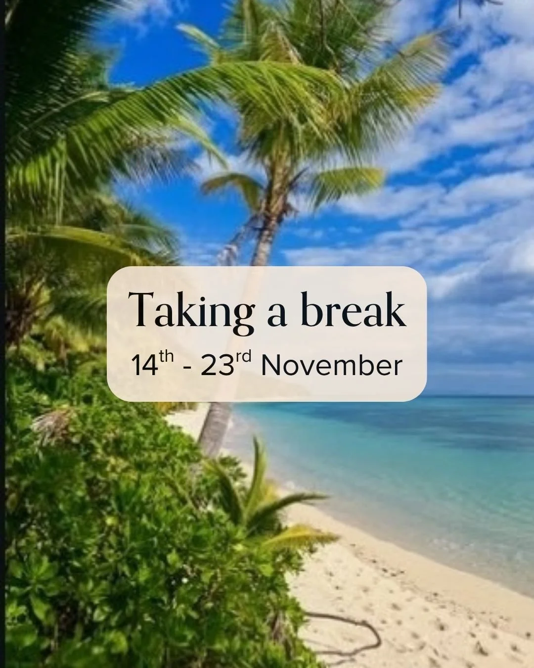 Hey all! Practising what I preach and taking a break from tomorrow to soak in joy, fun, presence and relaxation with loved ones 🏖️

Please be aware socials, email and phone will not be monitored in this time.

🌿 1:1 Psychology sessions will resume 