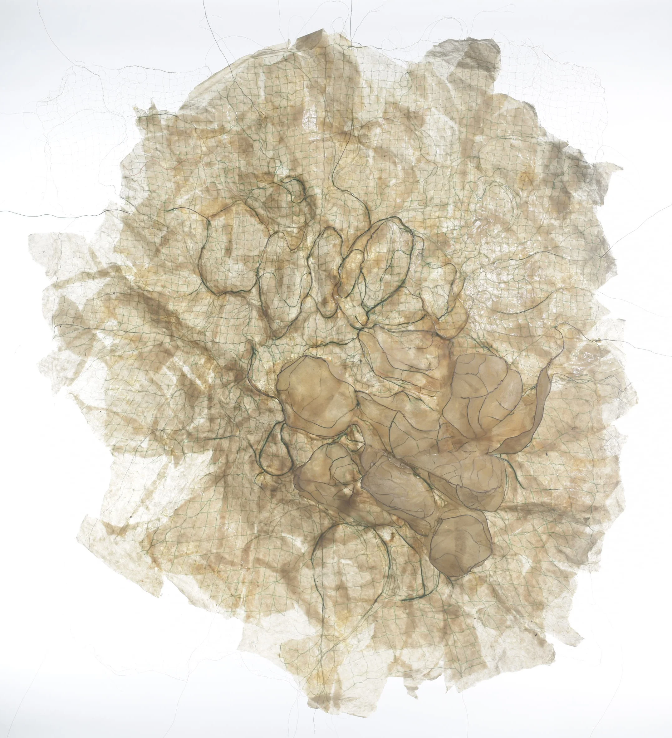 Traces, handmade paper, copper wire, oil, glue.jpg
