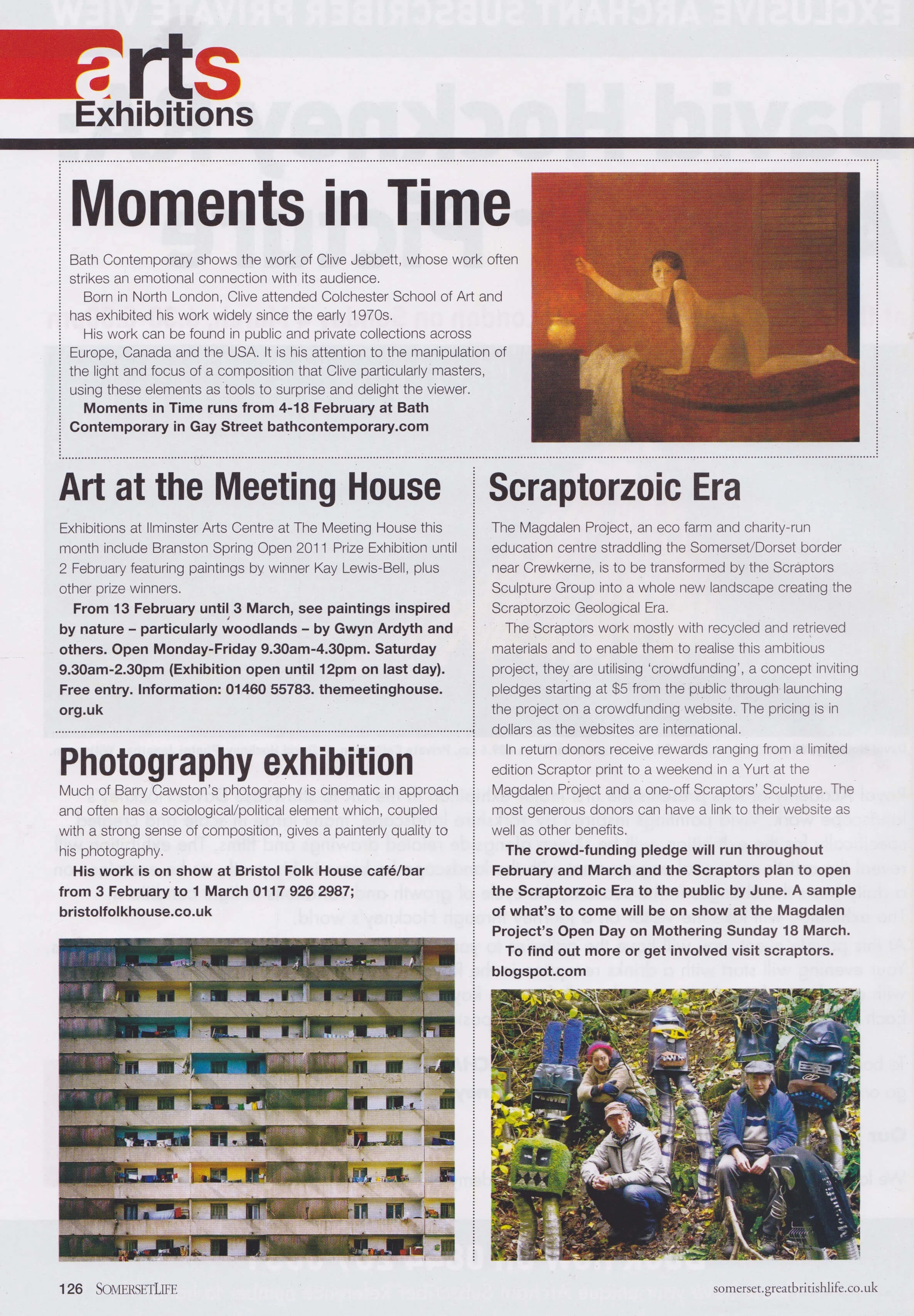 Somerset Life - Scraptors, crowd-funding for Magdalen Project, Feb '12