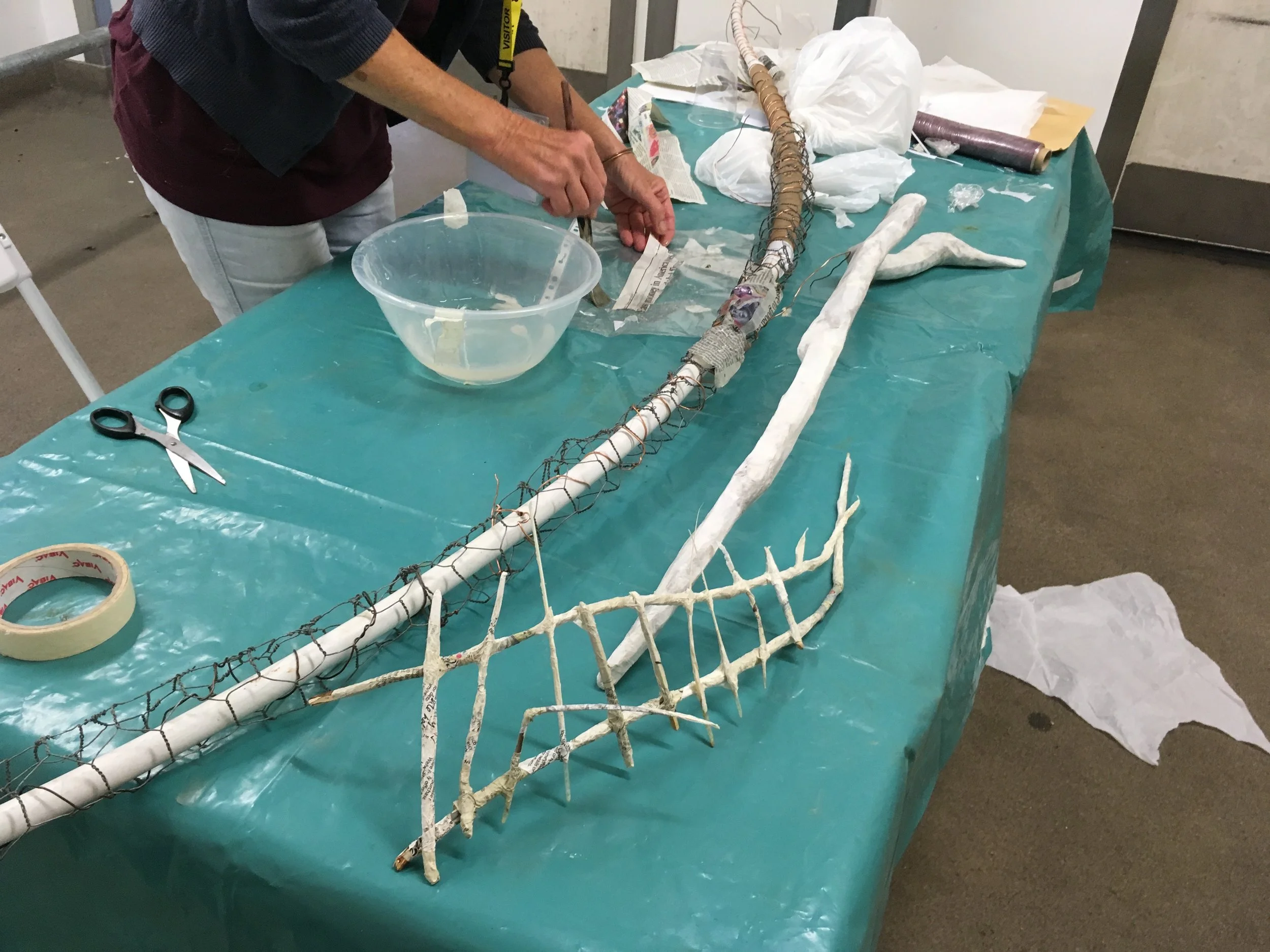 Fiona working on her installation in the B Wing Servery.jpg
