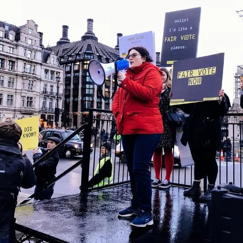 Unlock Democracy's Director, Alexandra Runswick, speaks to the Fair Vote Now rally about why getting big money out of politics matters.