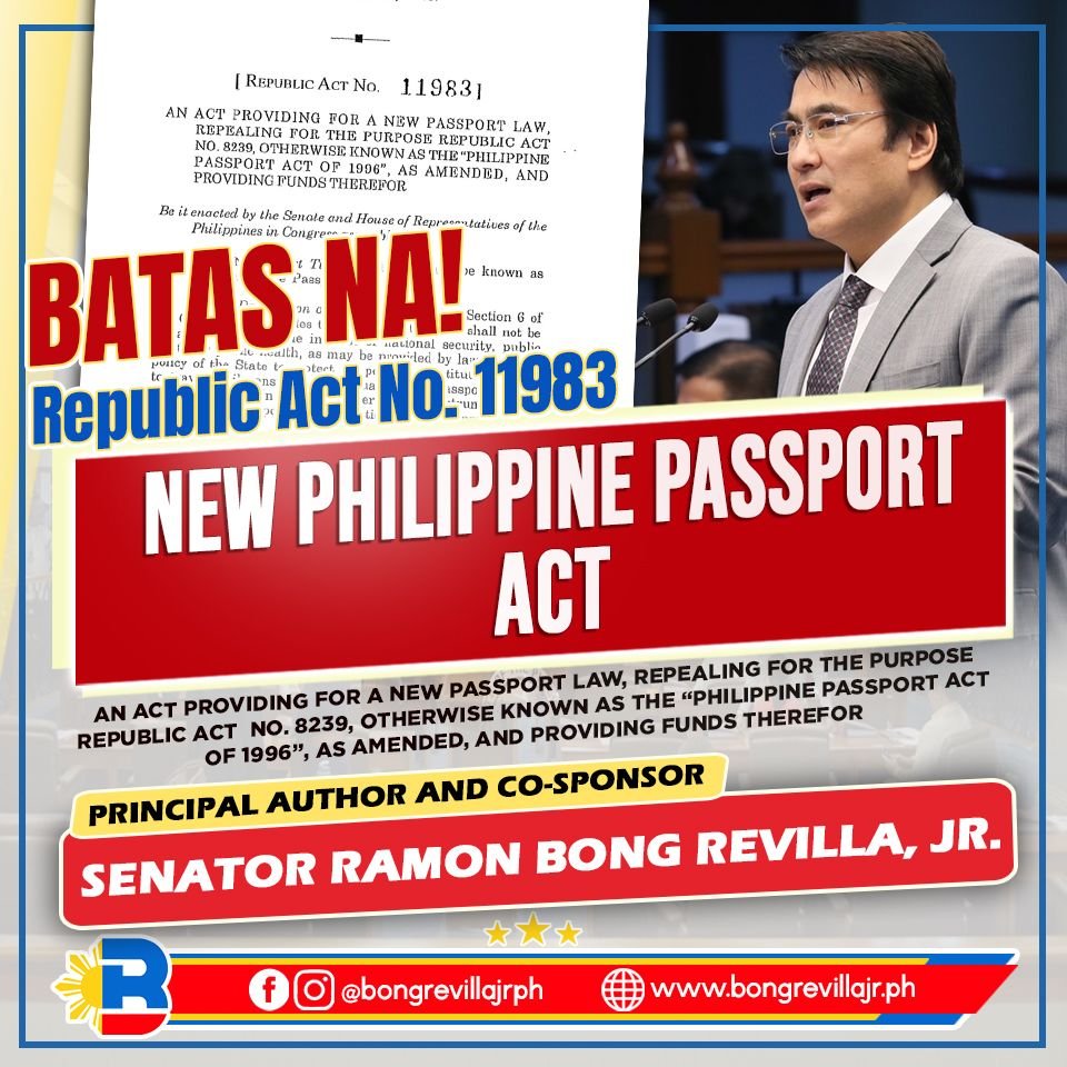 RA 11983: NEW PHILIPPINE PASSPORT ACT — Official Website of Ramon Bong ...