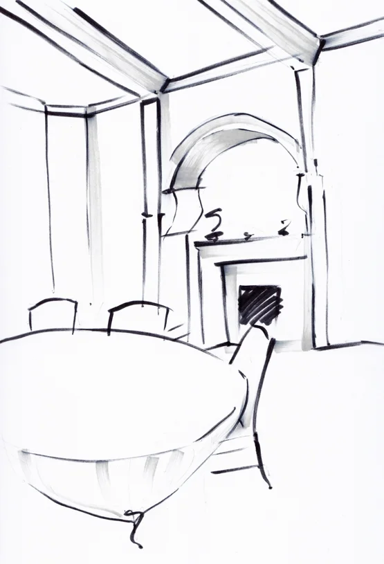 Vintage Dining Room Sketch - Laura Hope